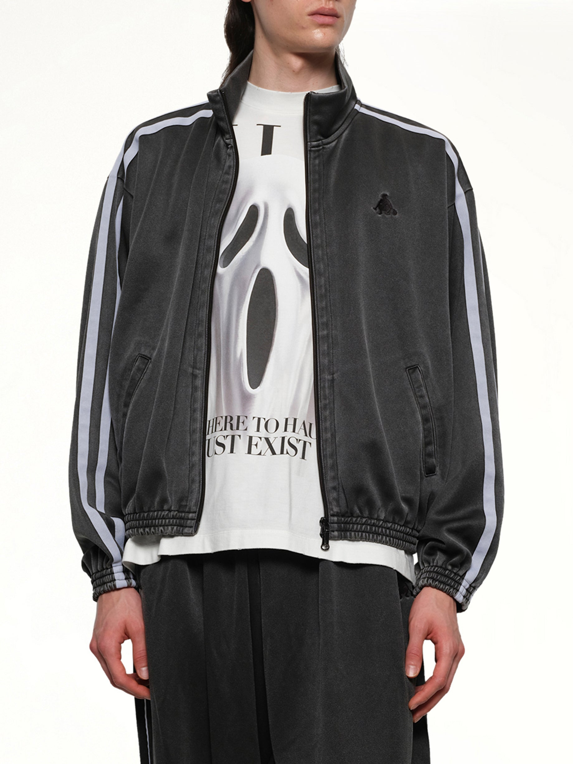 Faded Black Track Jacket in Grey - 6