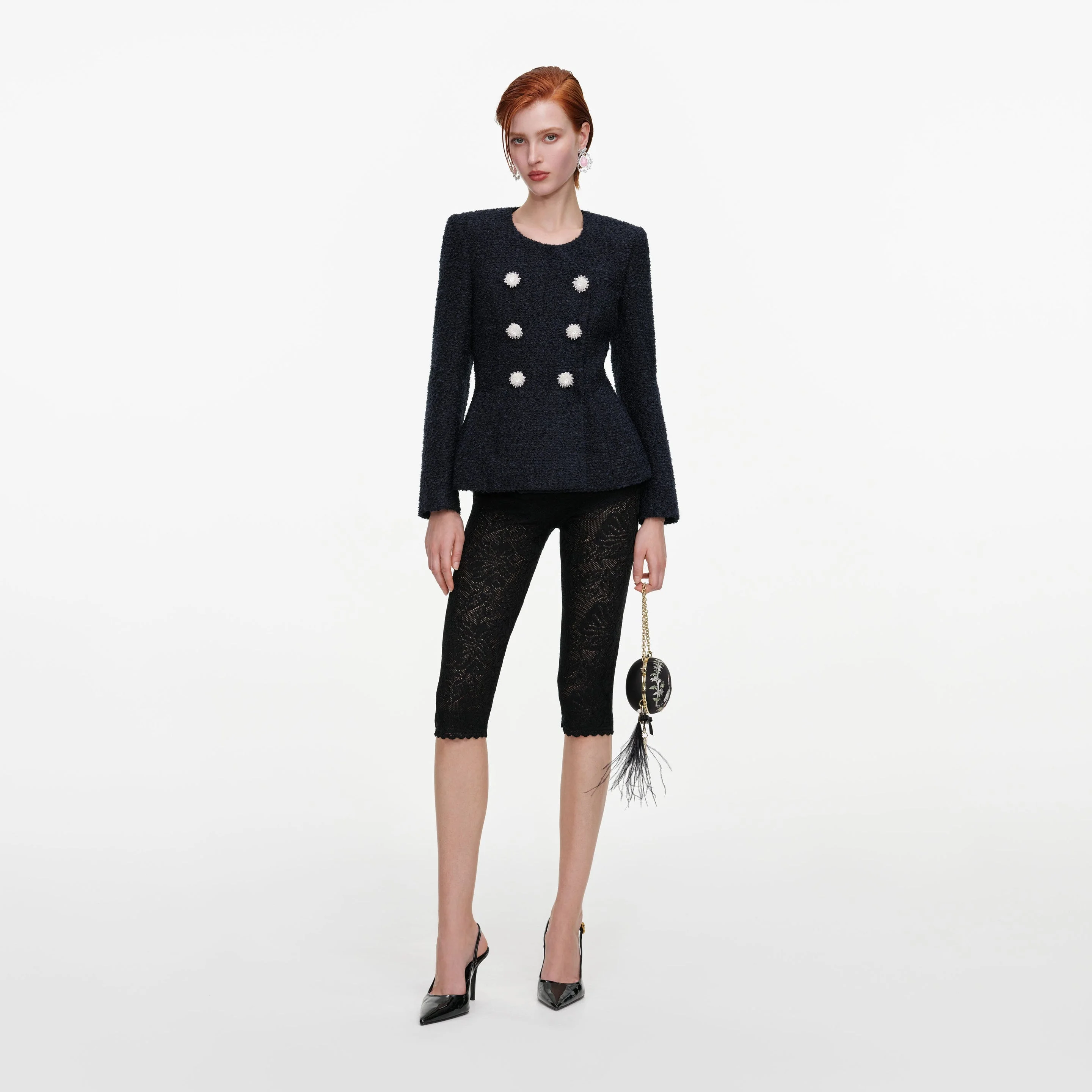 Navy Boucle Jacket - 1