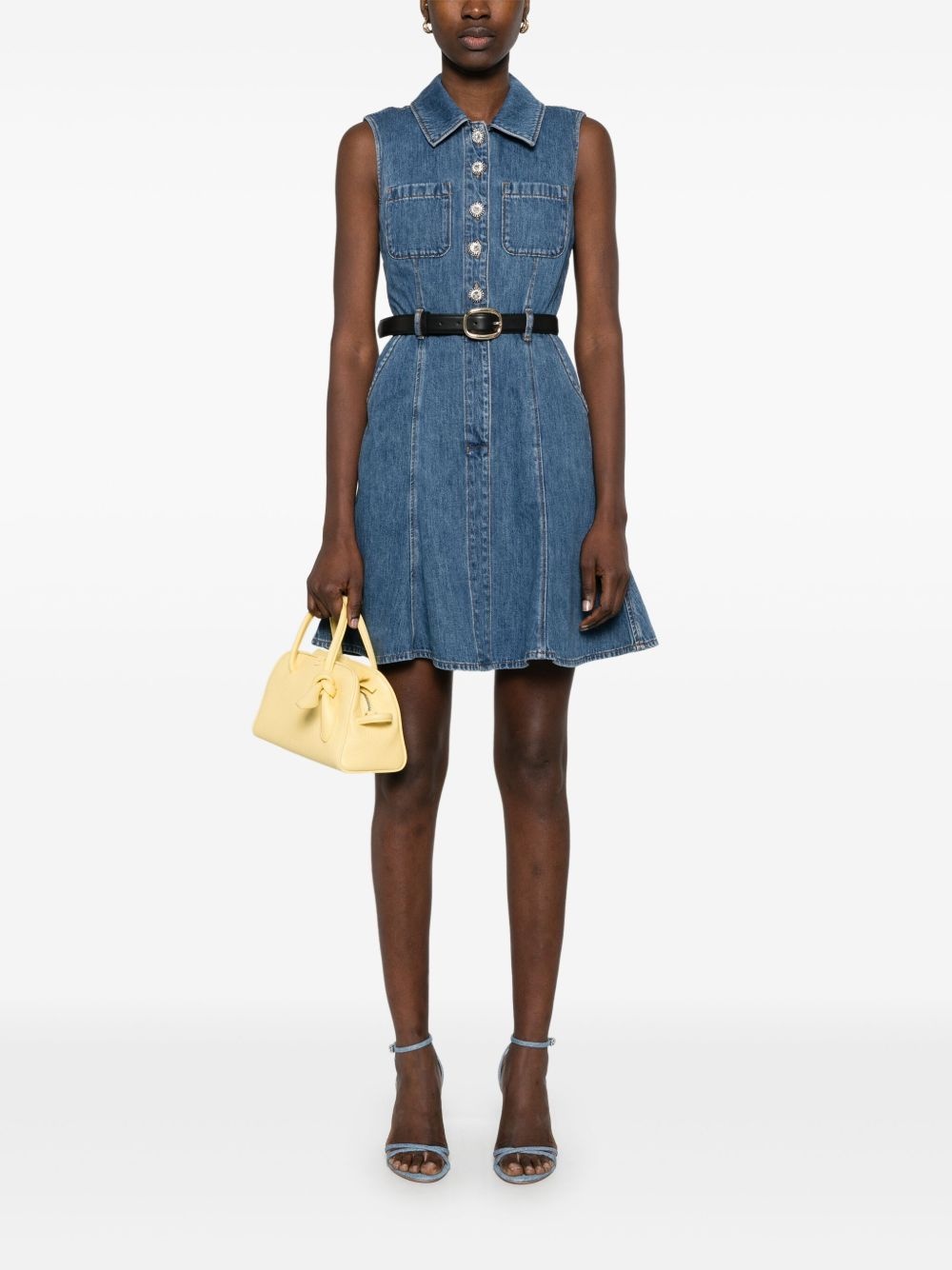 sleeveless denim mini dress - 2