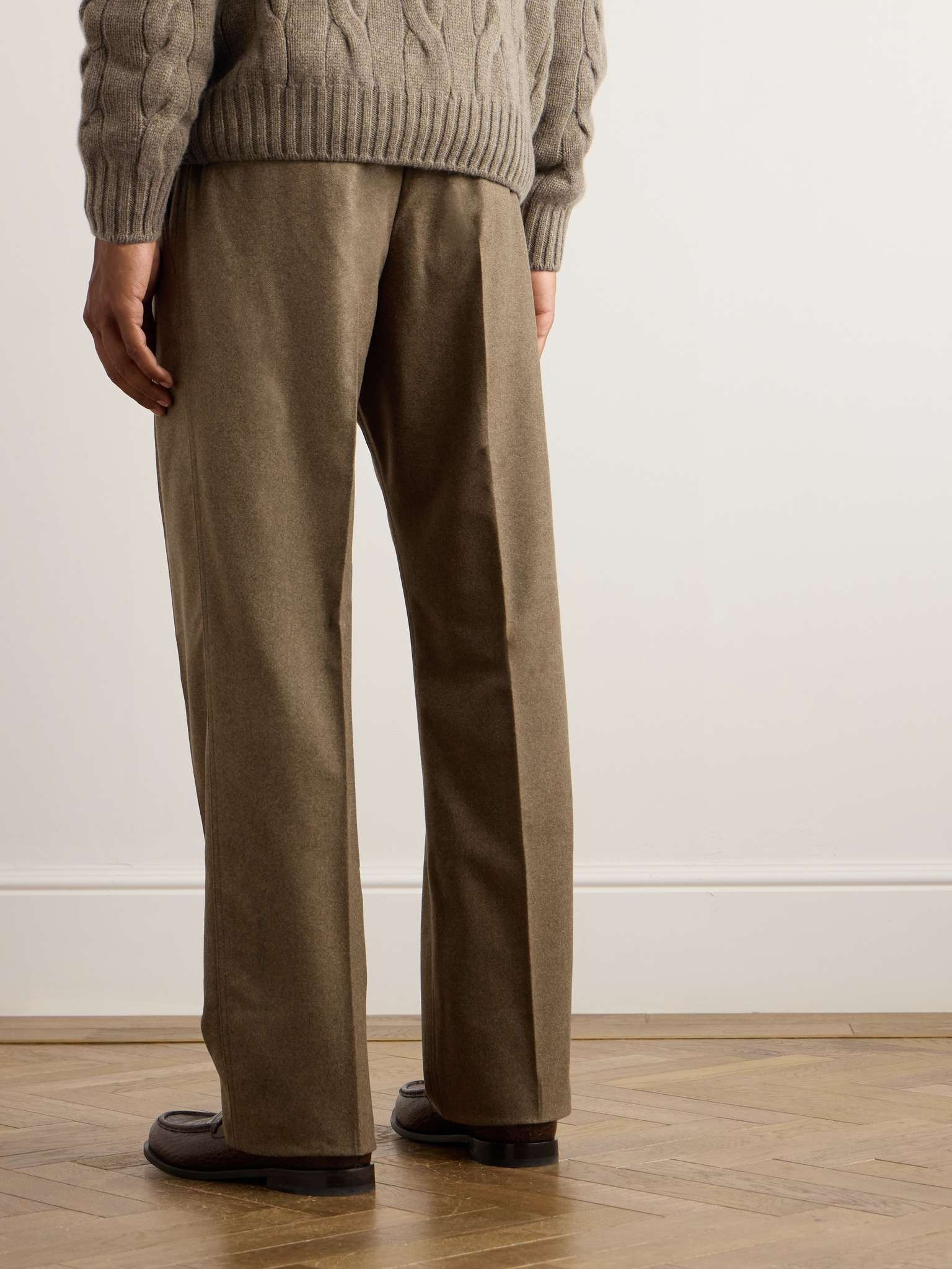 Reinga Straight-Leg Pleated Wool and Cashmere-Blend Flannel Trousers - 4