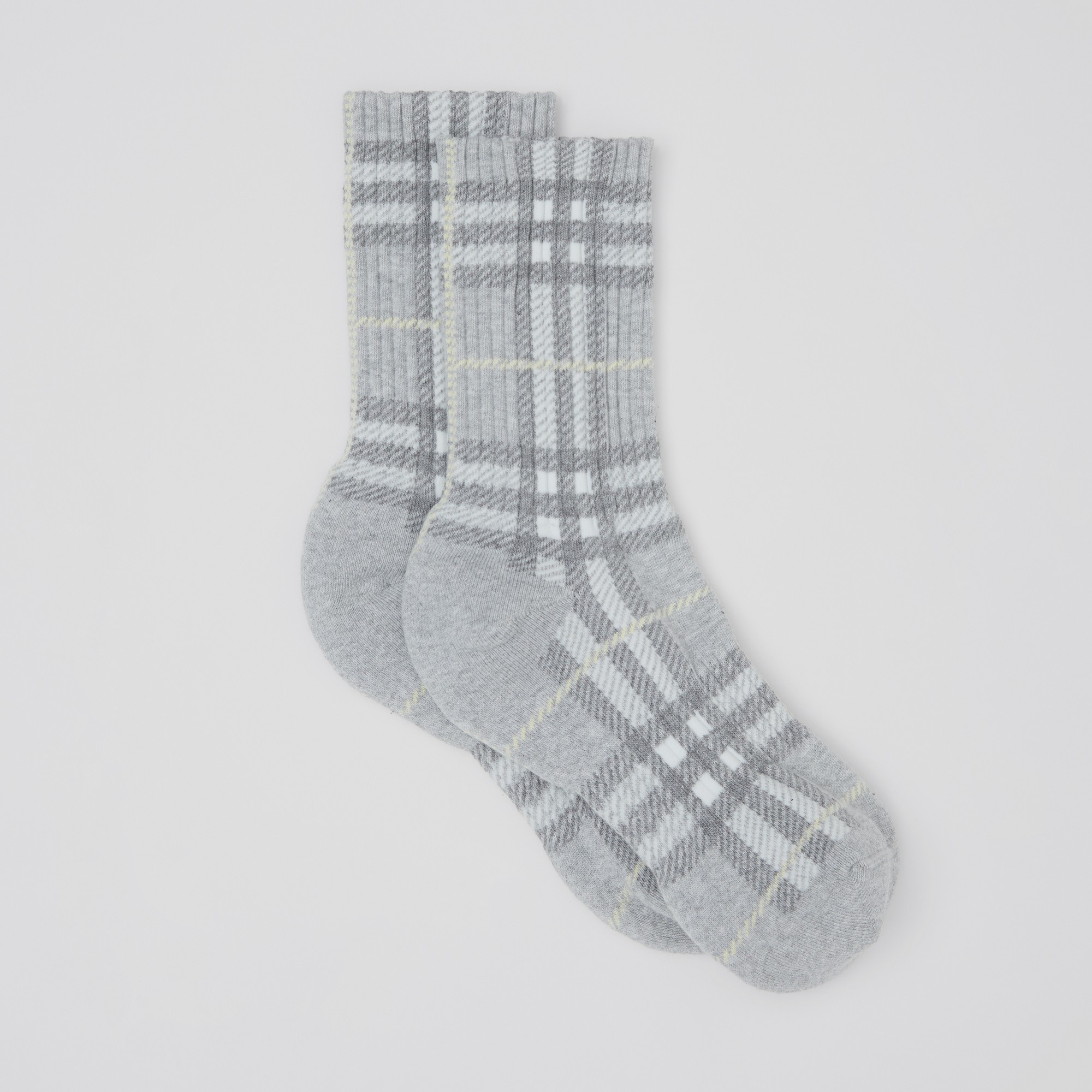 Check Intarsia Technical Stretch Cotton Socks - 5