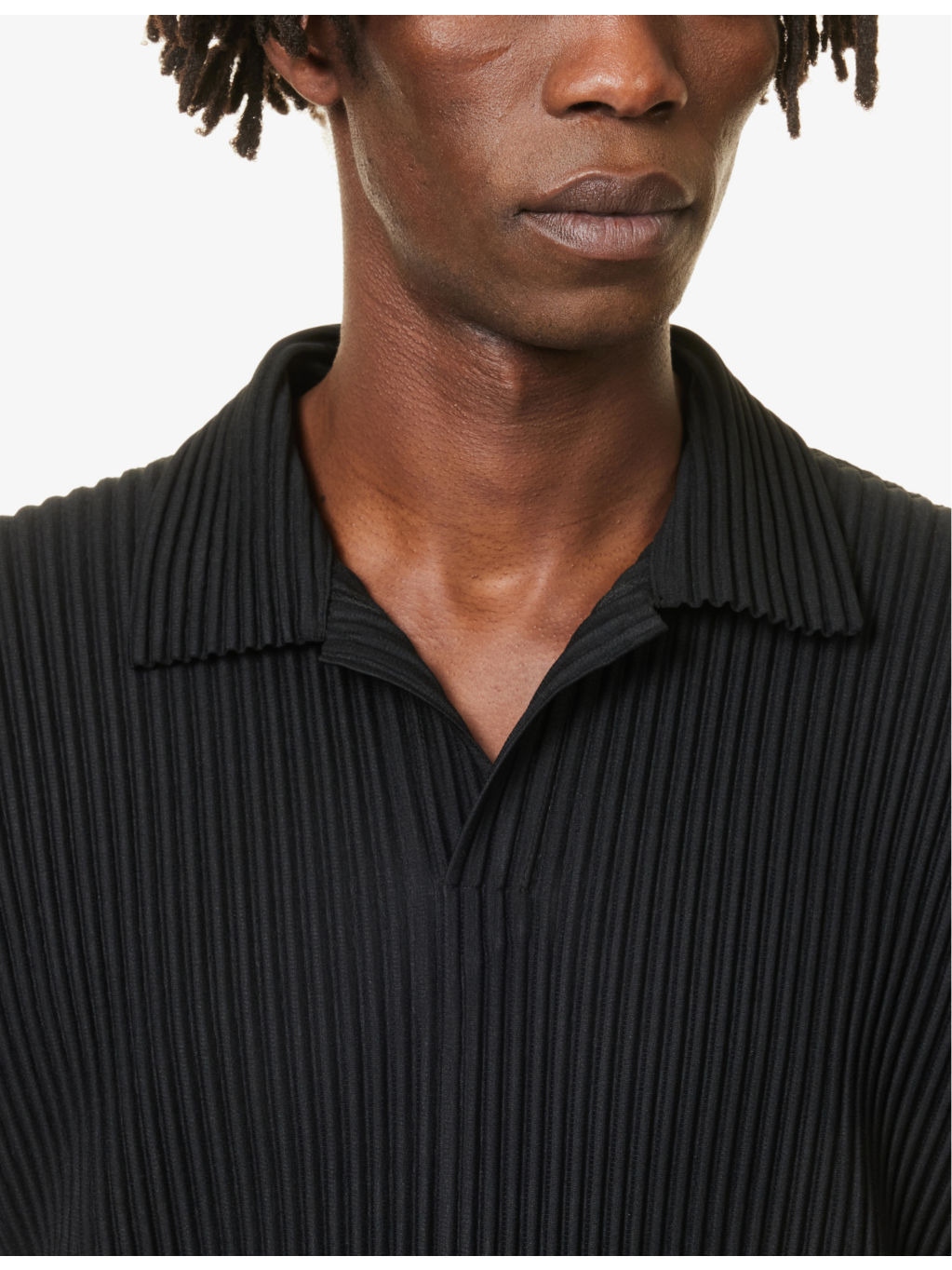 Pleated regular-fit knitted polo shirt - 5