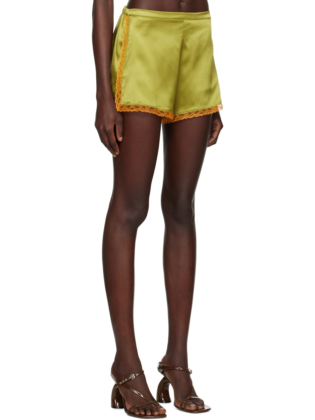 Green Silk Mini Shorts - 2