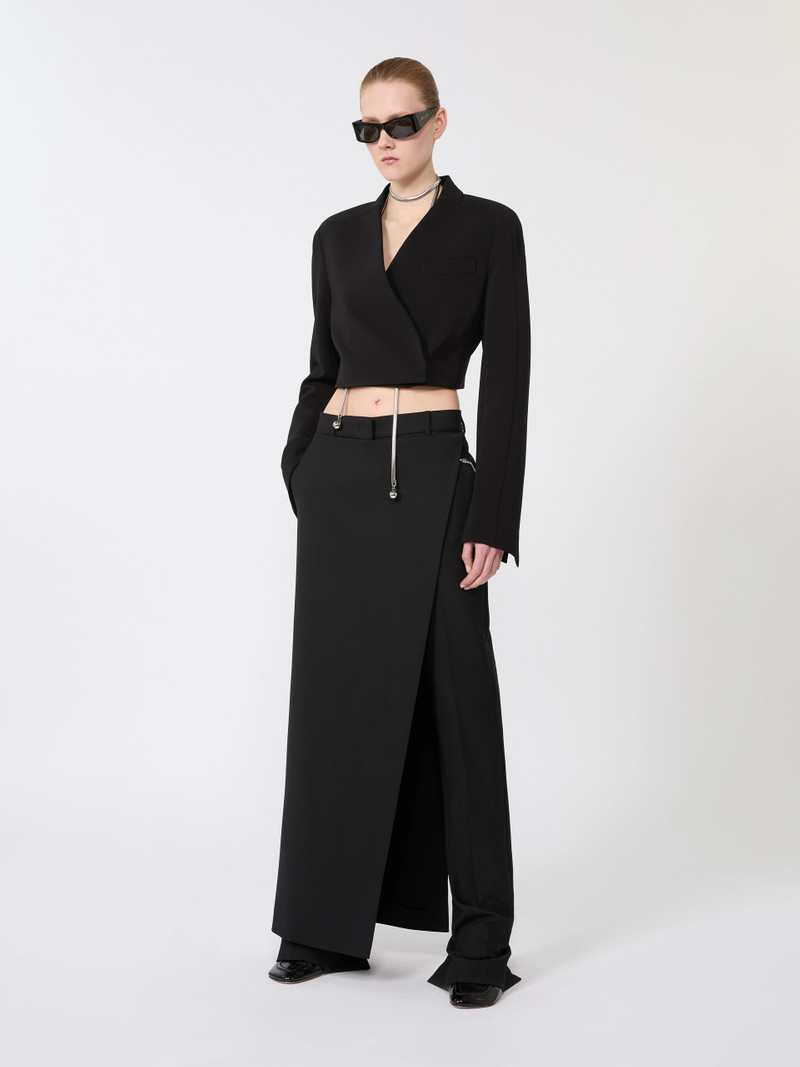Sportmax Stretch wool trousers with removable panel - BLACK outlook