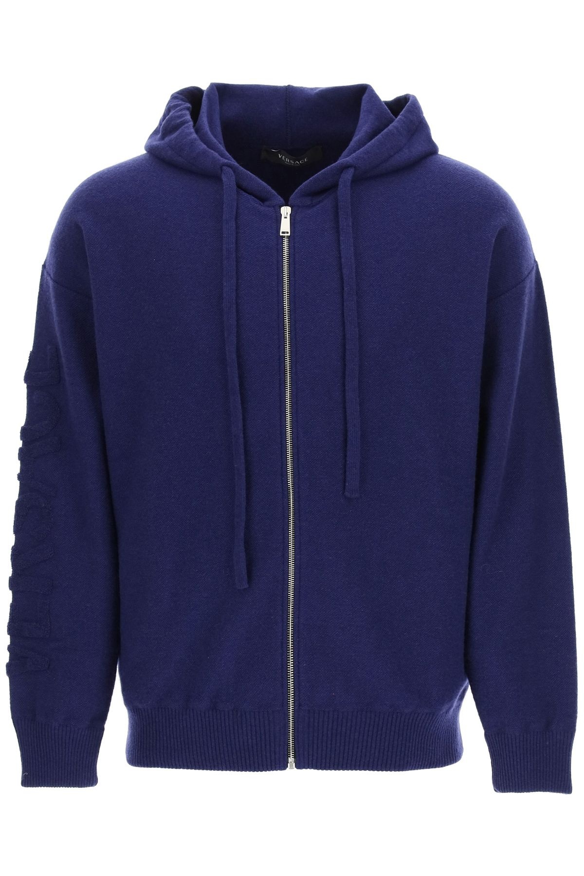 HOODED SWEATER WITH TEXTURED-EFFECT MEDUSA - 1