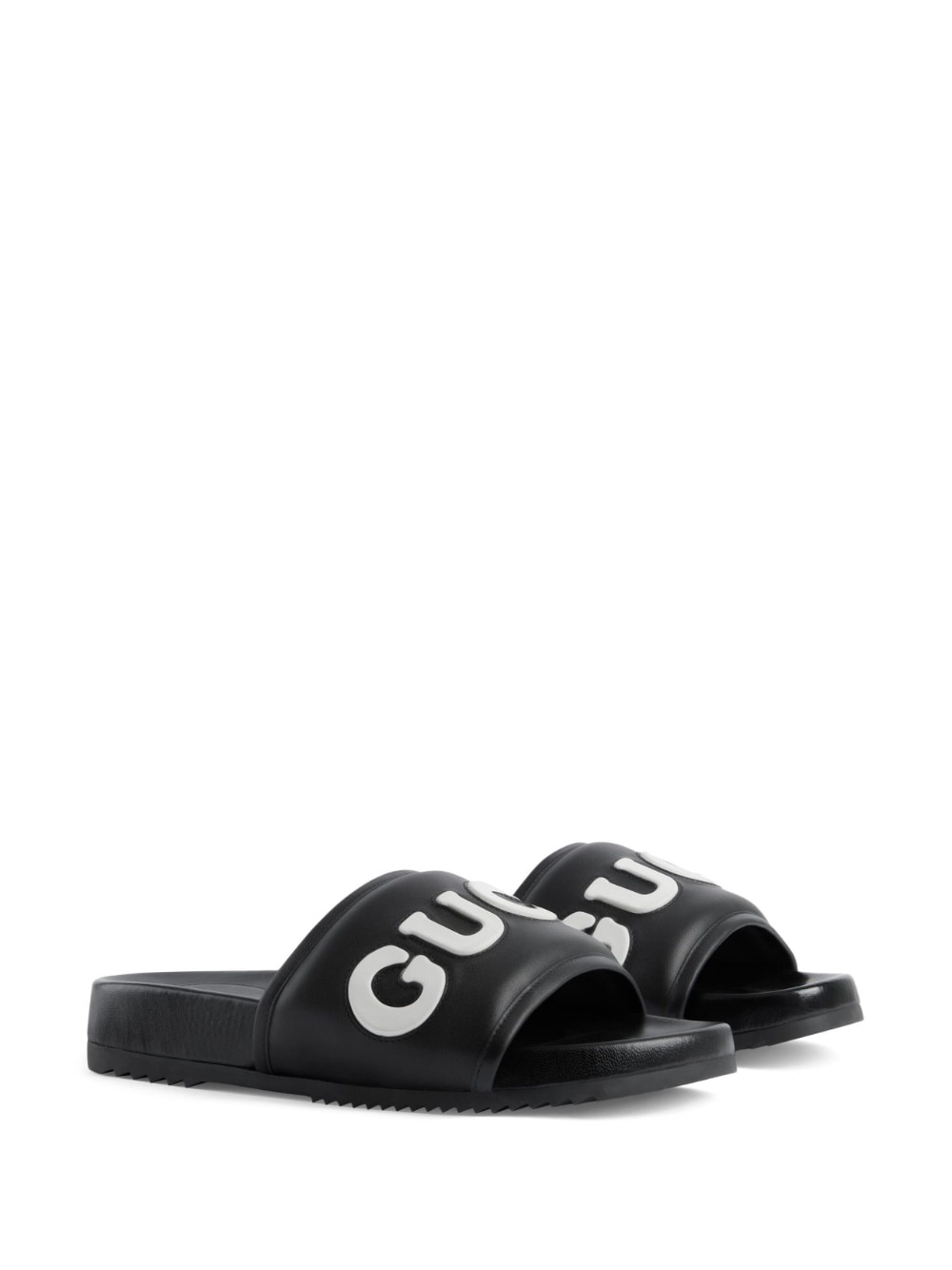 logo-patch leather slides - 2