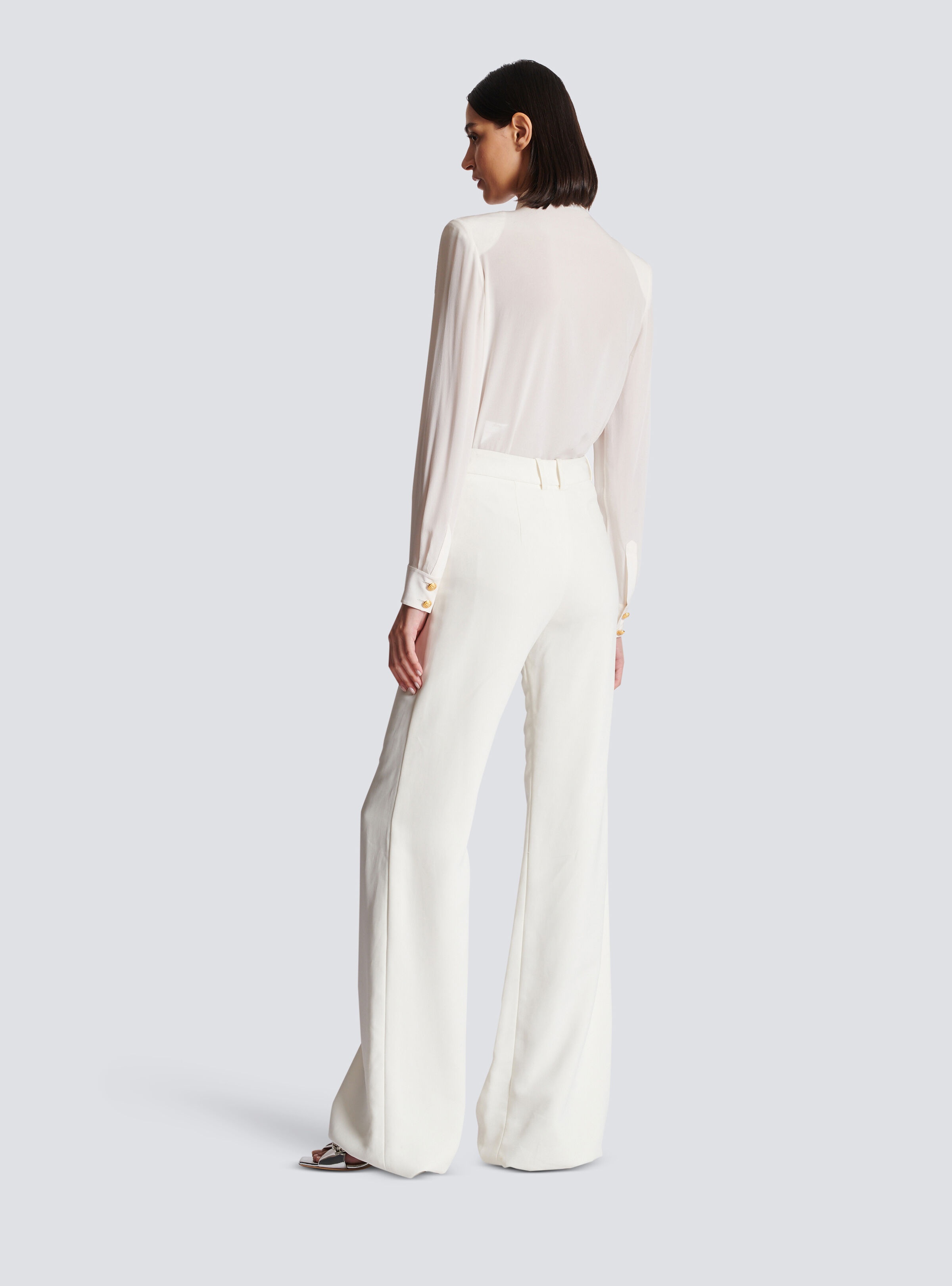 High-waisted crepe trousers - 4