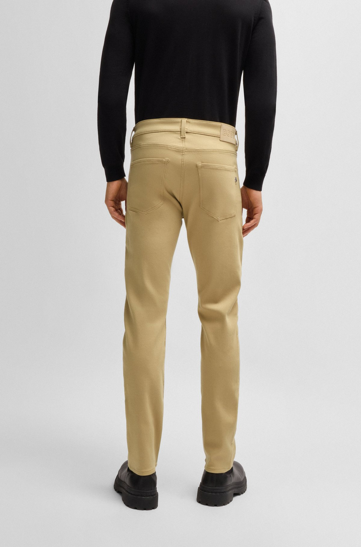 SLIM-FIT JEANS IN BEIGE STRETCH DENIM - 4
