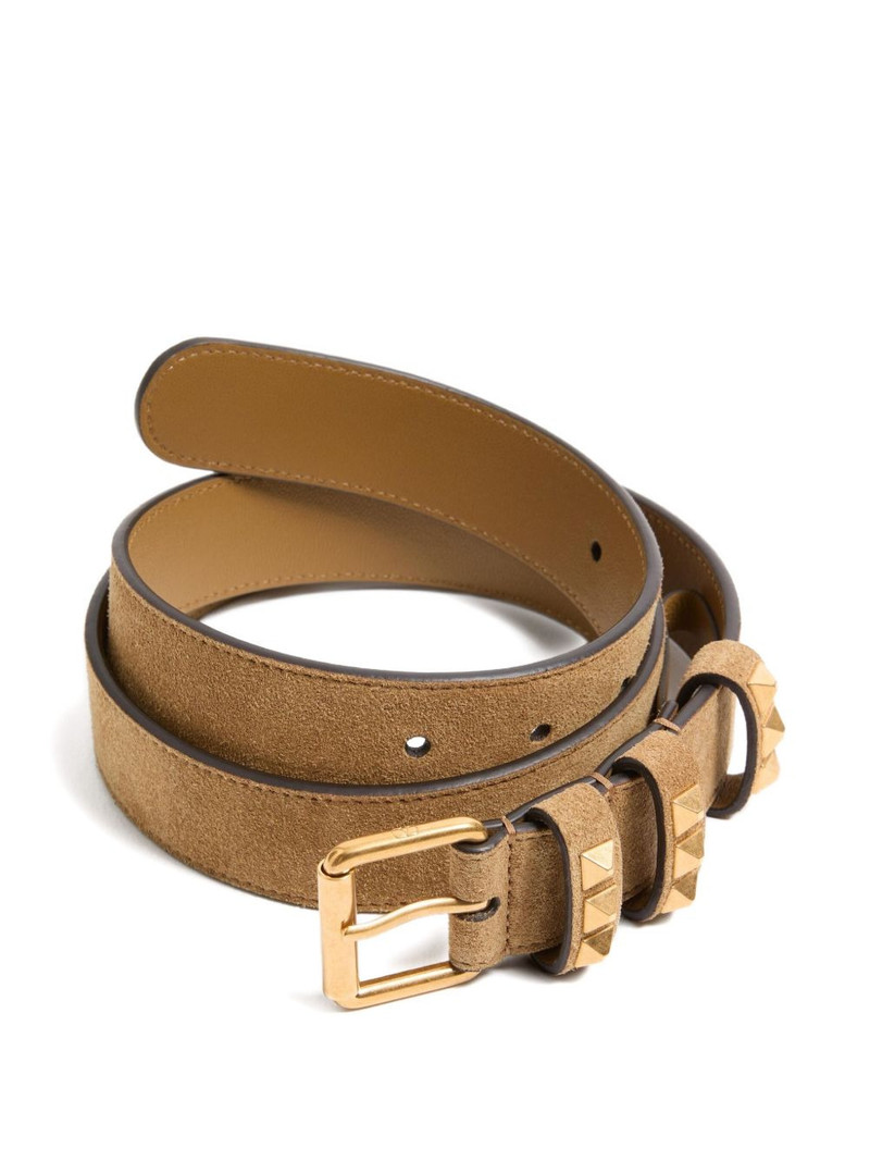 Valentino Rockstud-embellished suede belt outlook