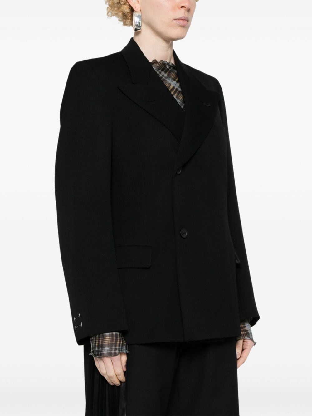 off-centre wool blazer - 3