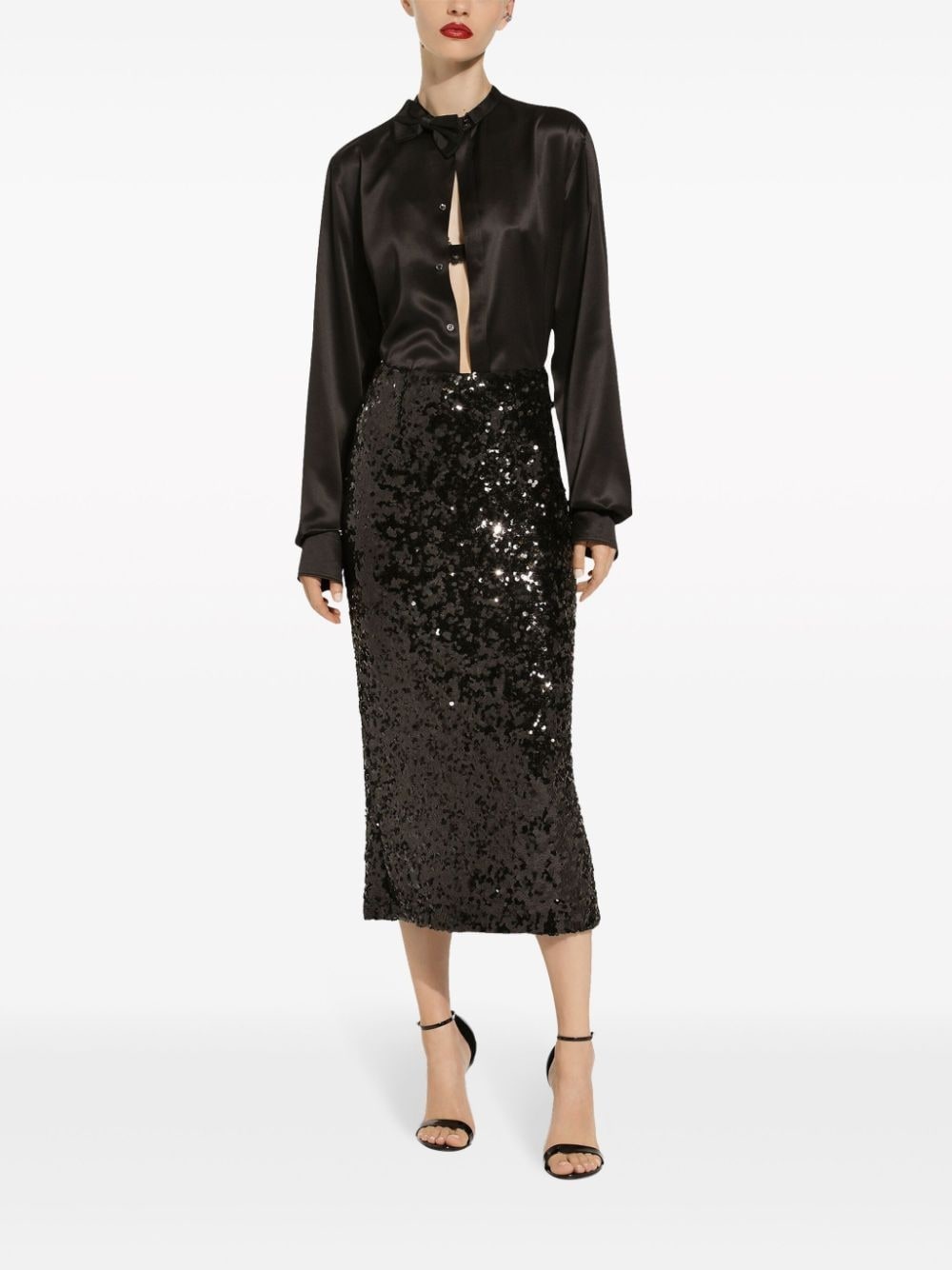sequinned pencil midi skirt - 3