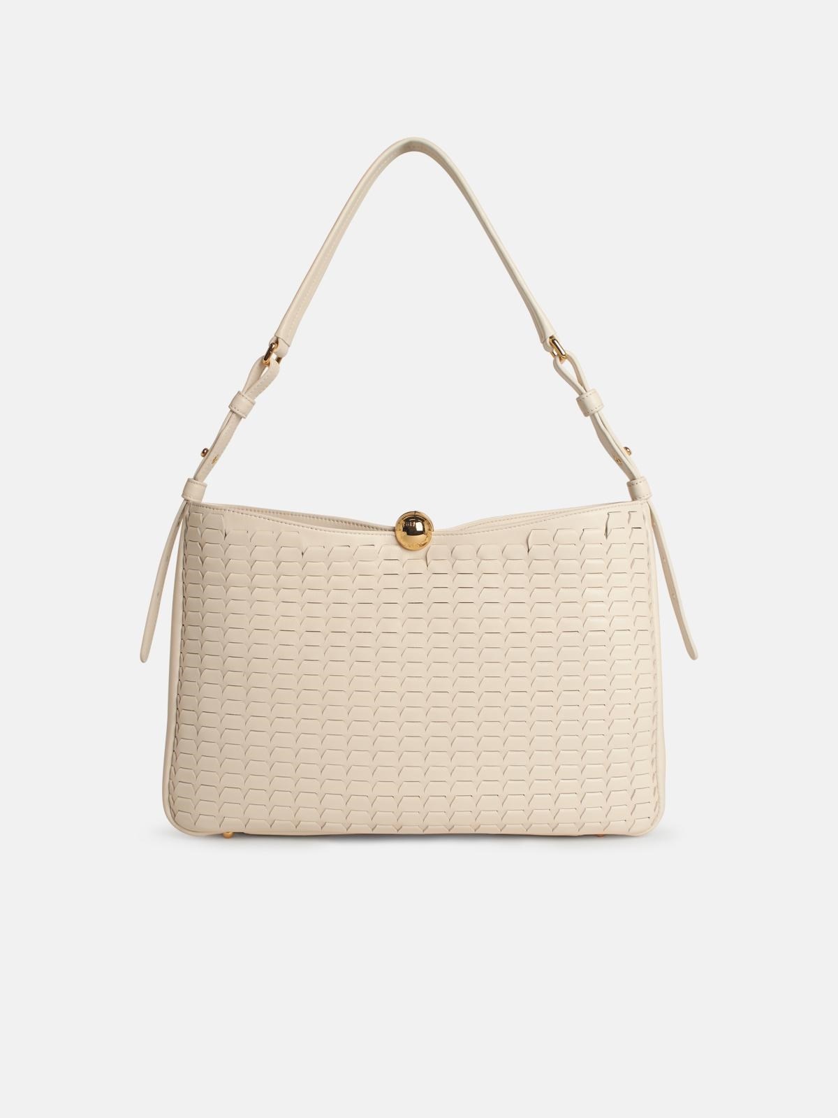 CREAM LEATHER LARGE 'SFERA SOFT' BAG - 1