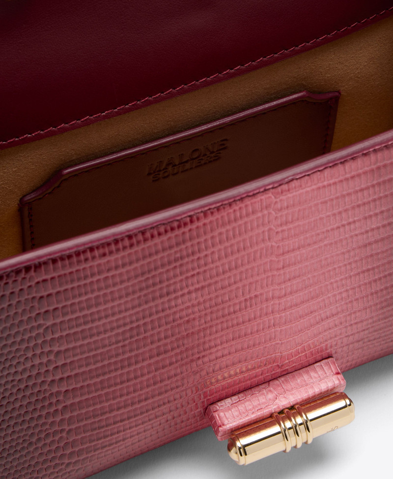 May Burgundy & Pink Gradient Embossed Leather Small Handbag 5
