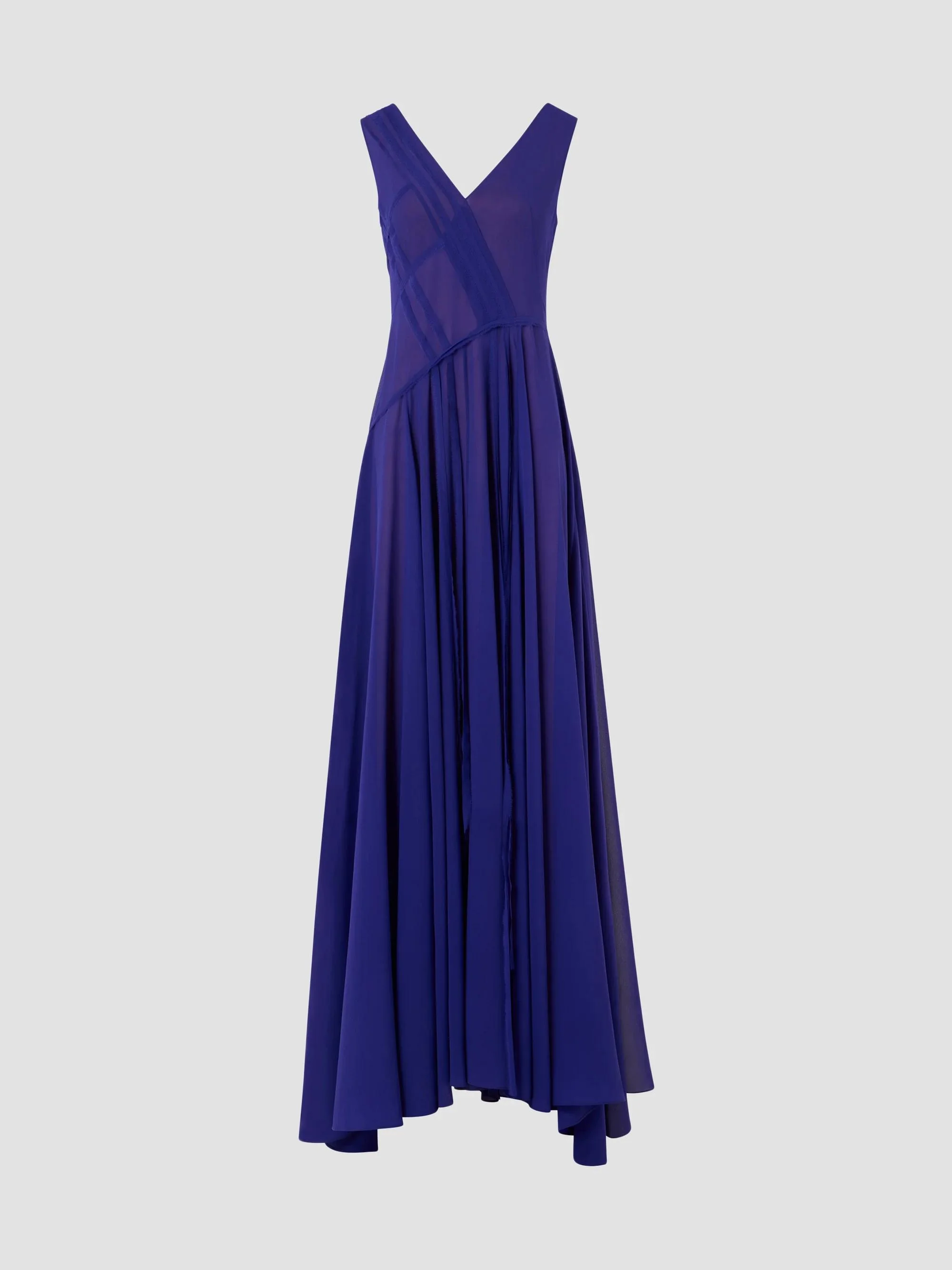 Women's Raw-Edge Bands Silk Georgette Gown - Purple - 1
