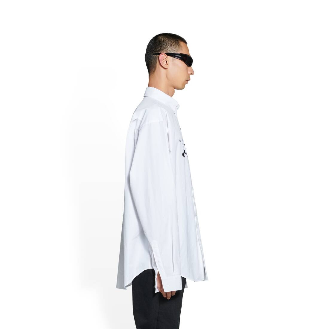 Men's Hand Drawn Bb Icon Long Sleeve Shirt Large Fit in White - 3