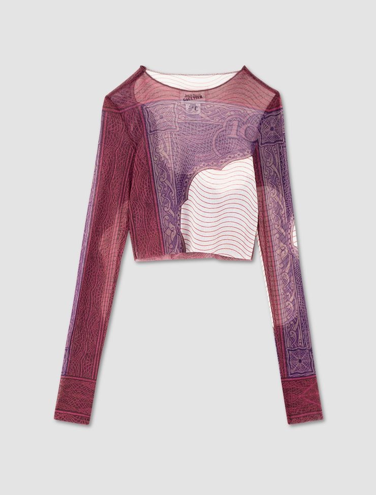 Cartouche print long-sleeved top - 1