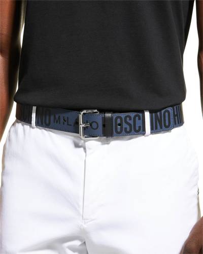 Moschino Men's Allover Logo Leather Belt outlook