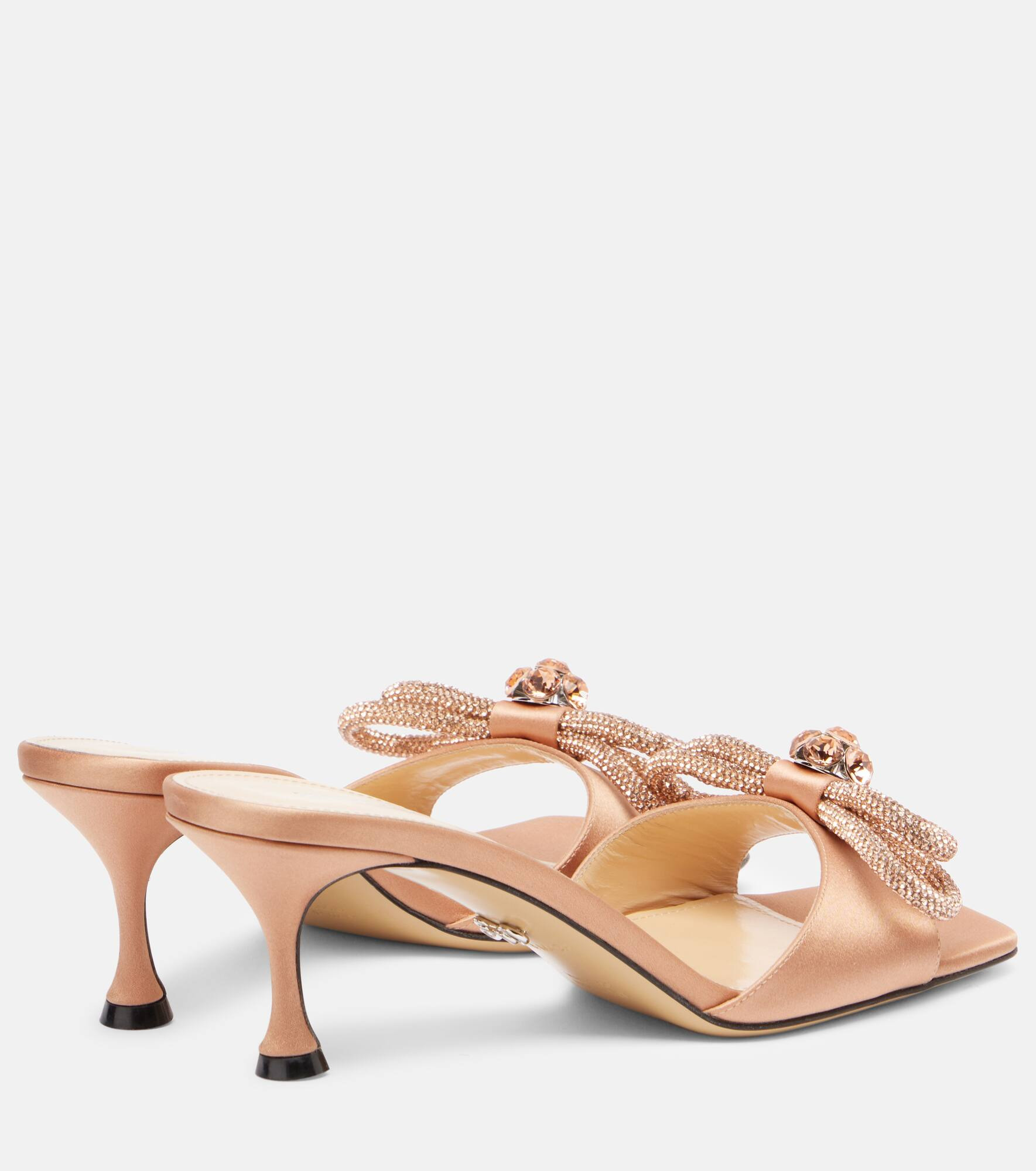 Double Bow embellished satin 65 mules - 2