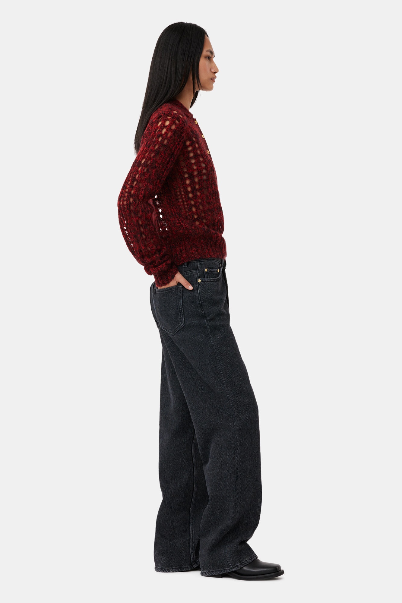 WASHED BLACK IZEY DRAWSTRING JEANS - 4