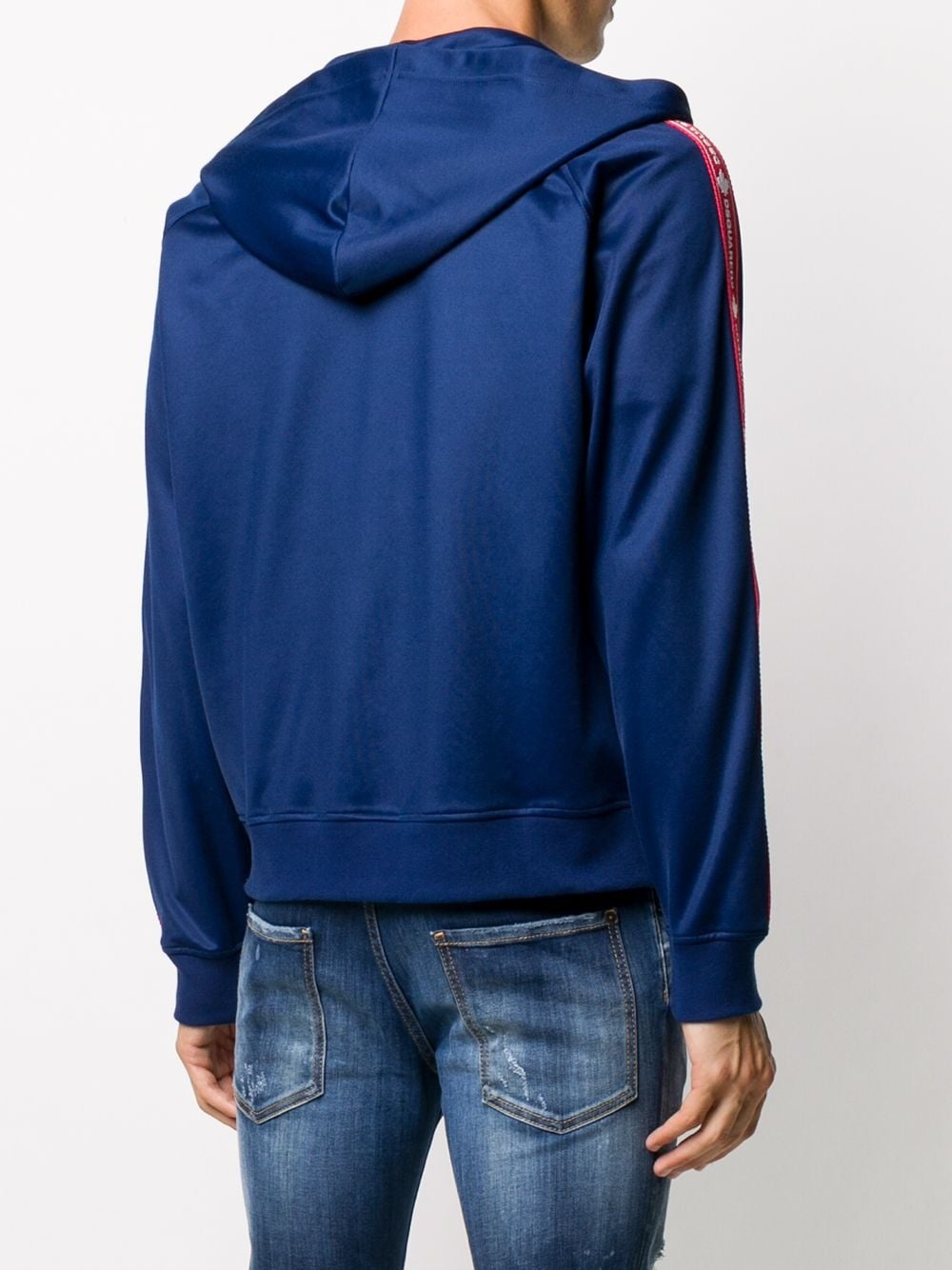 taped hooded track jacket - 4