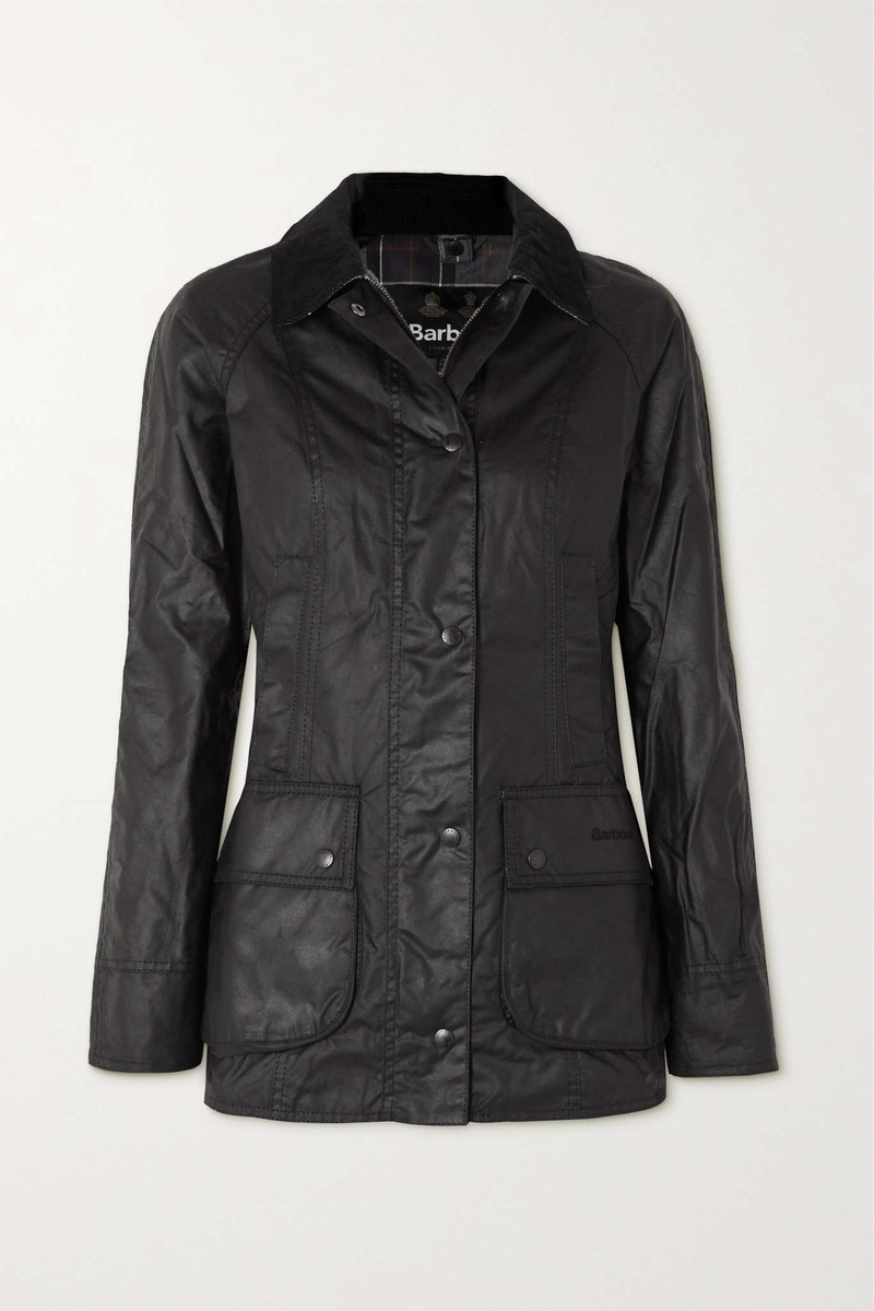 Beadnell corduroy-trimmed waxed-cotton jacket - 1