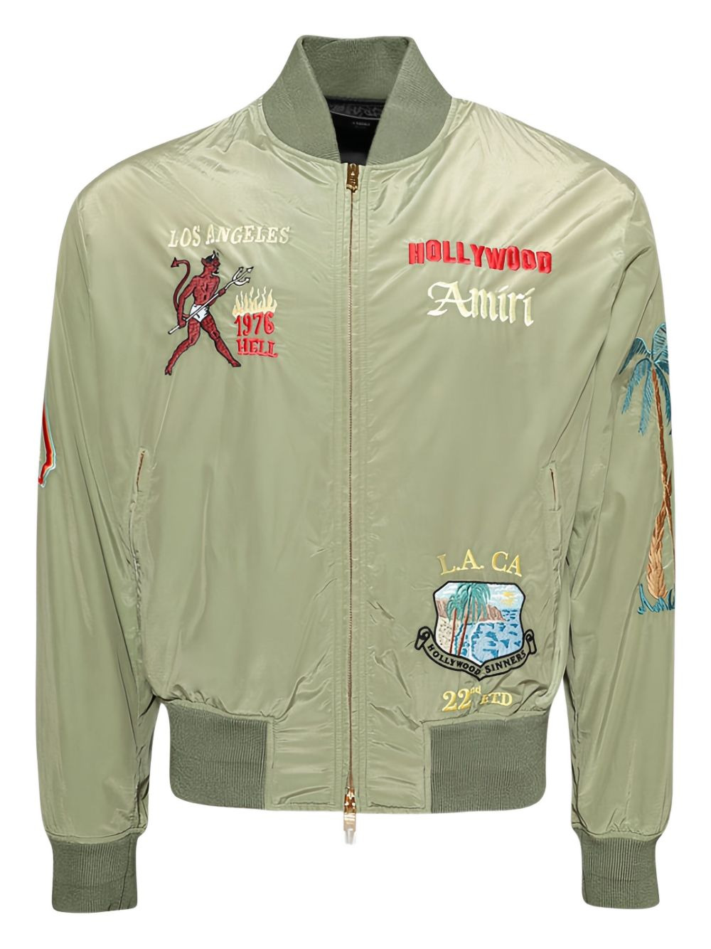 front-zip embroidered bomber jacket - 1