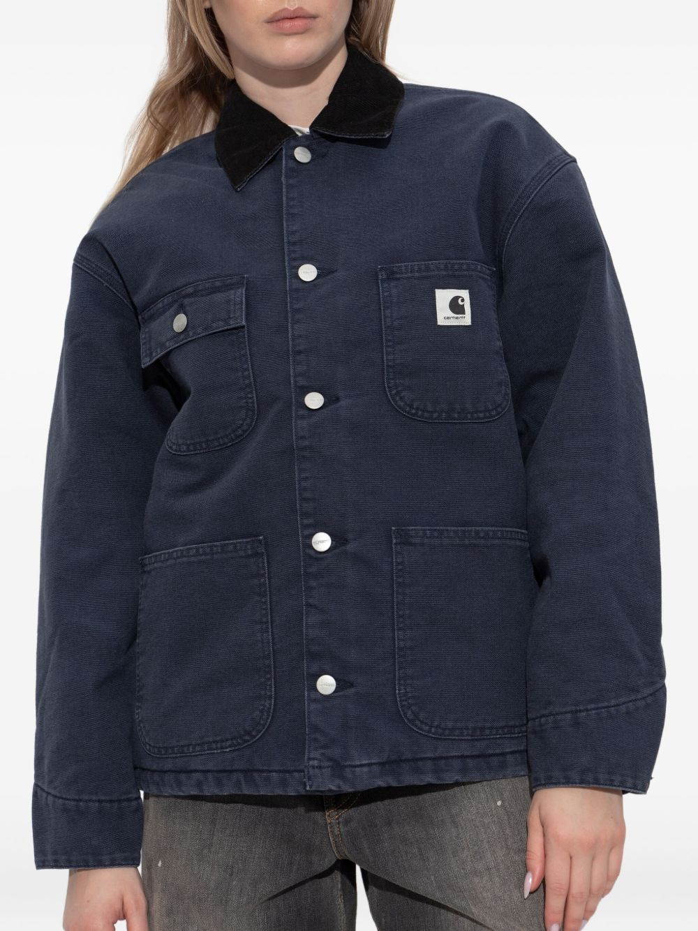 corduroy-collar organic-cotton coat - 3