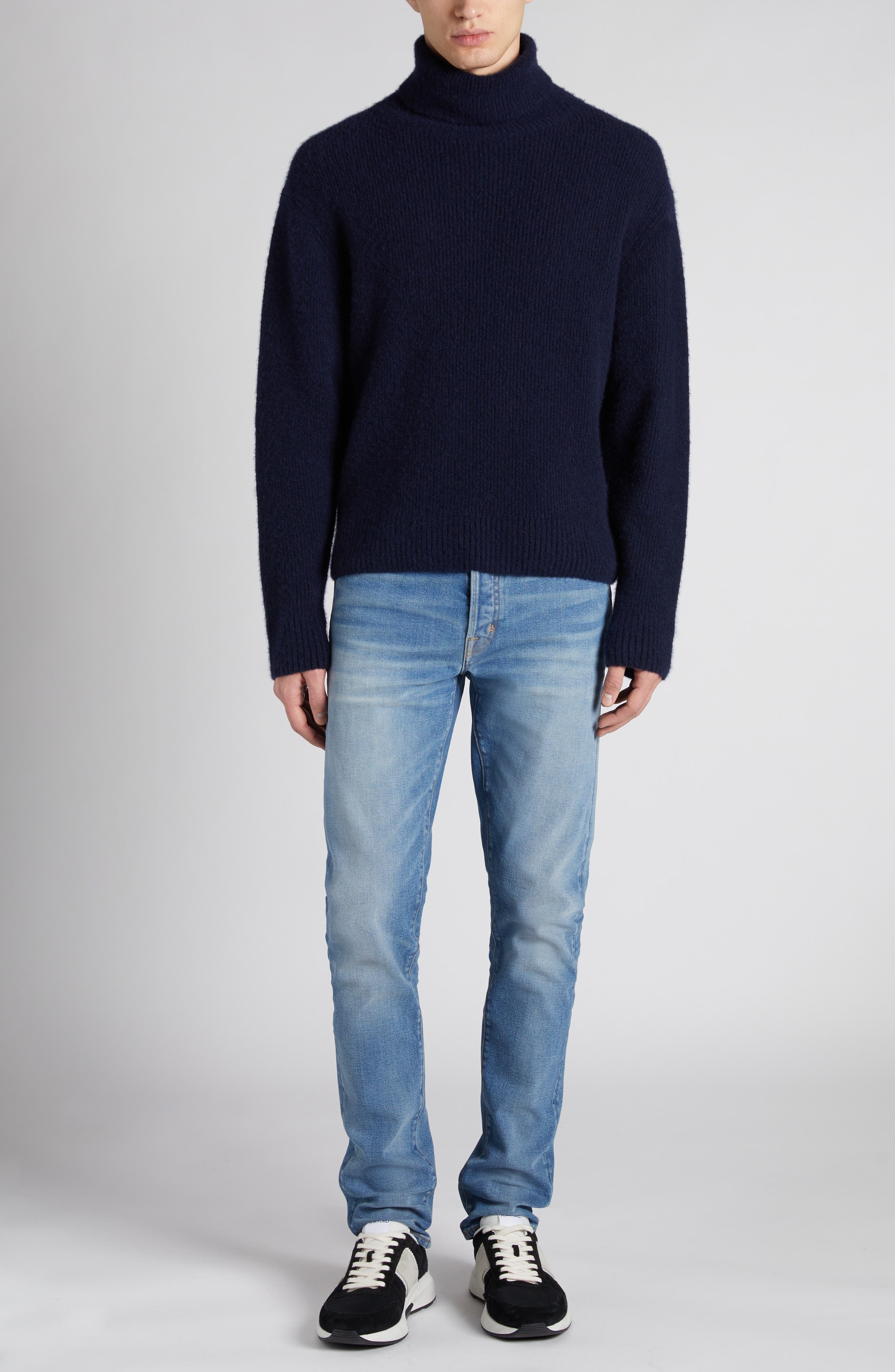 TOM FORD Brushed Cashmere & Silk Turtleneck Sweater in Hb808 Moonlight Ocean at Nordstrom - 2
