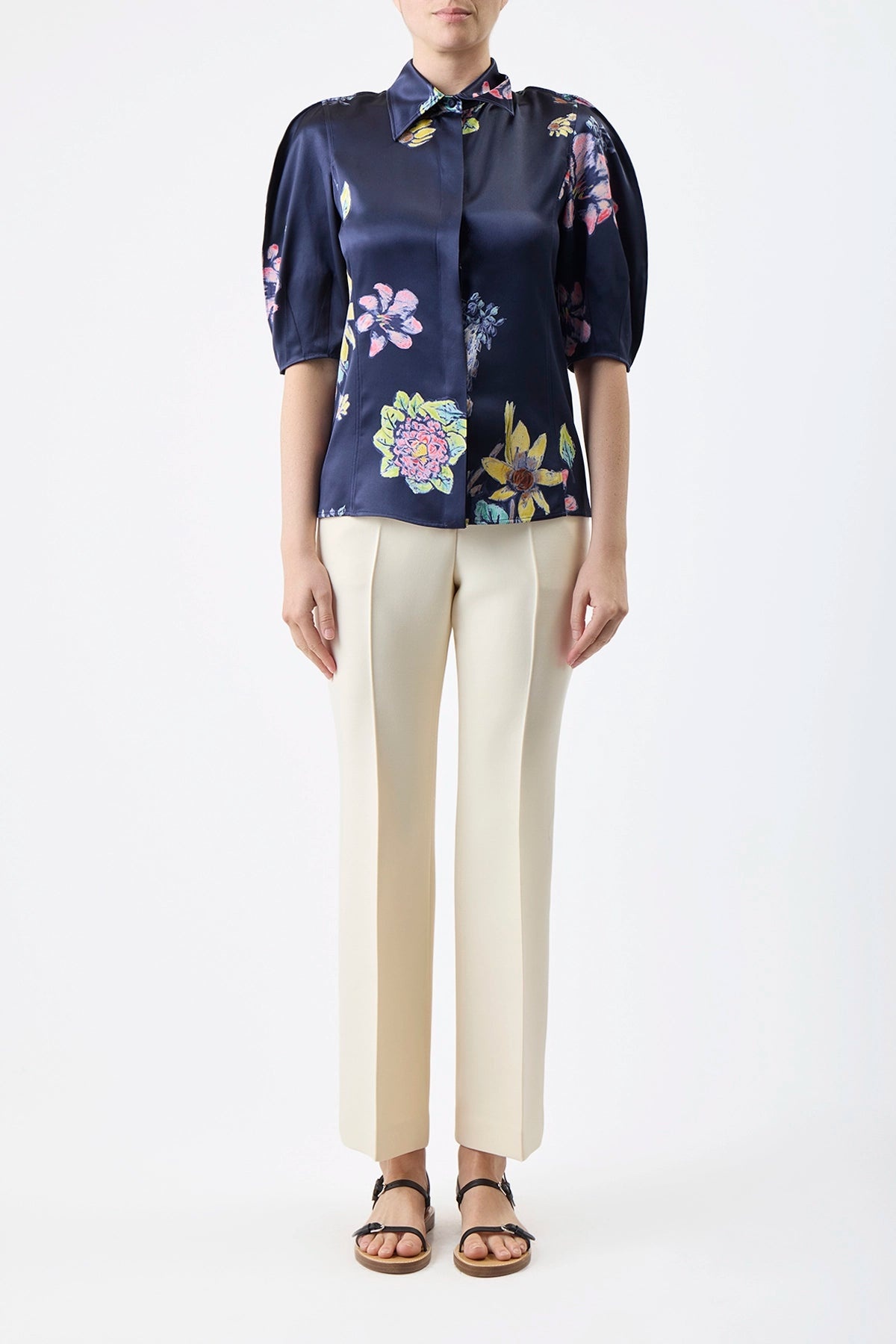 Gabriel Pant in Silk Wool Cady - 2