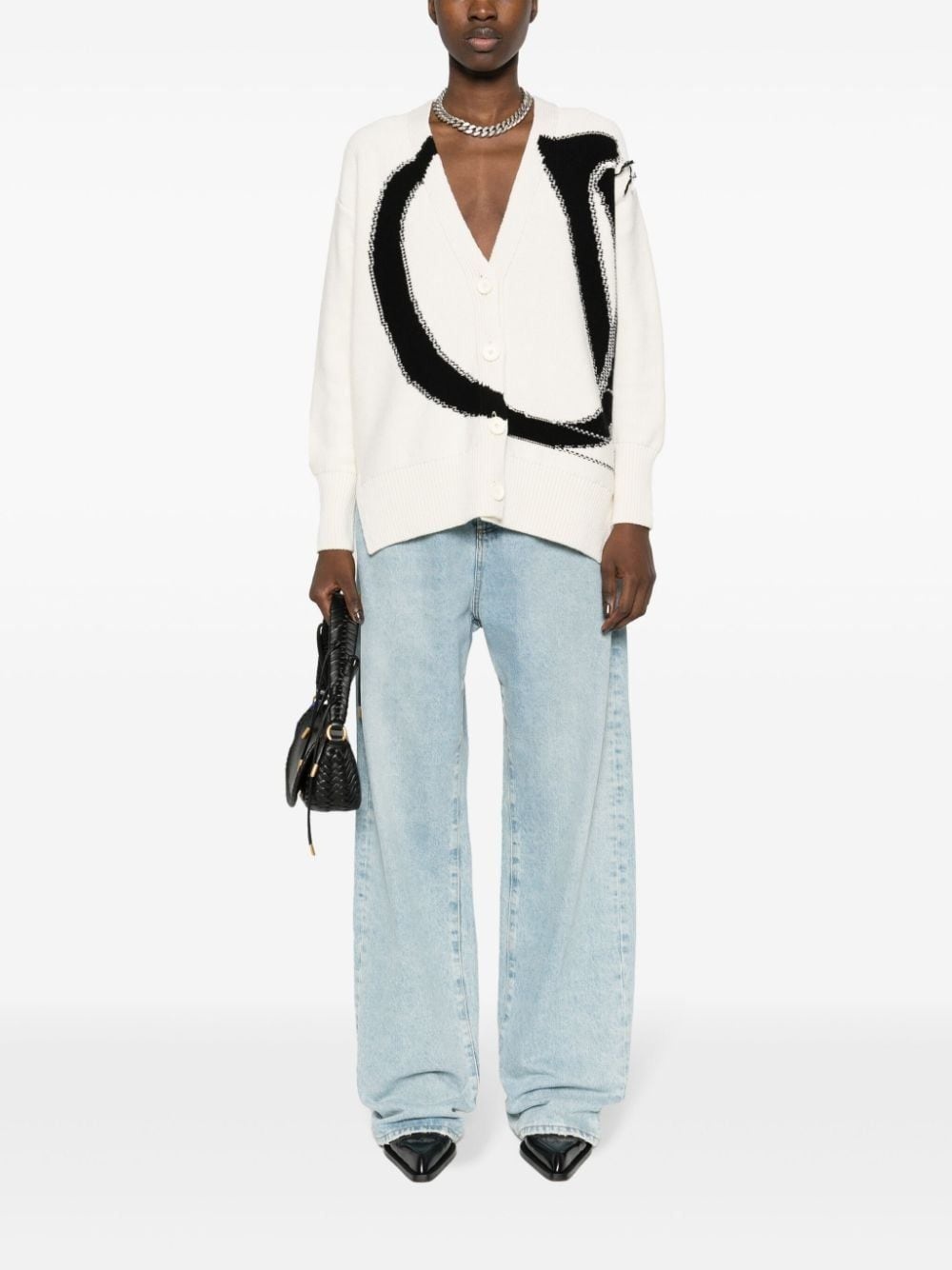 Ow Maxi Logo wool cardigan - 2