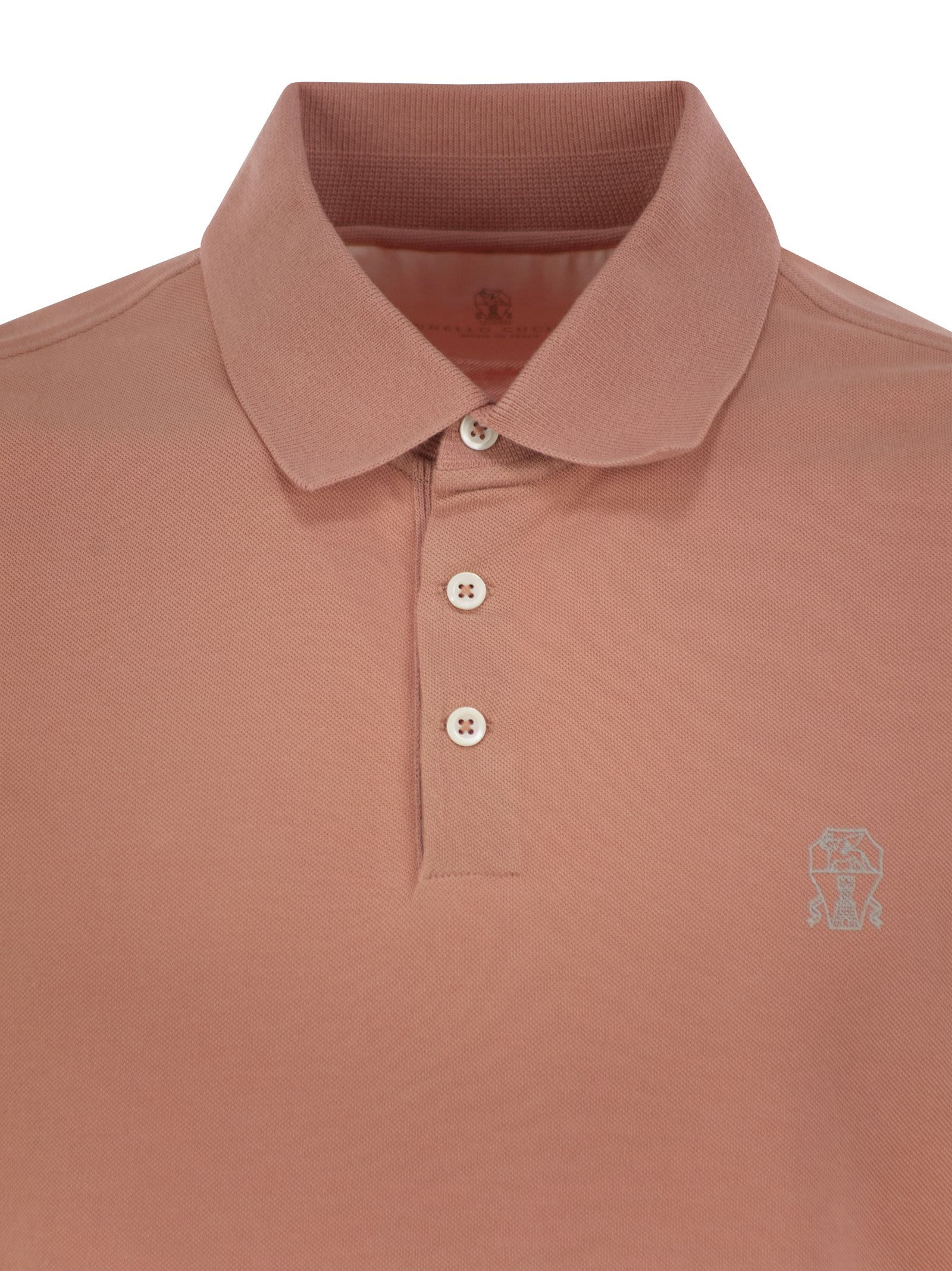 Brunello Cucinelli Men Cotton Polo Shirt With Printed Logo - 4