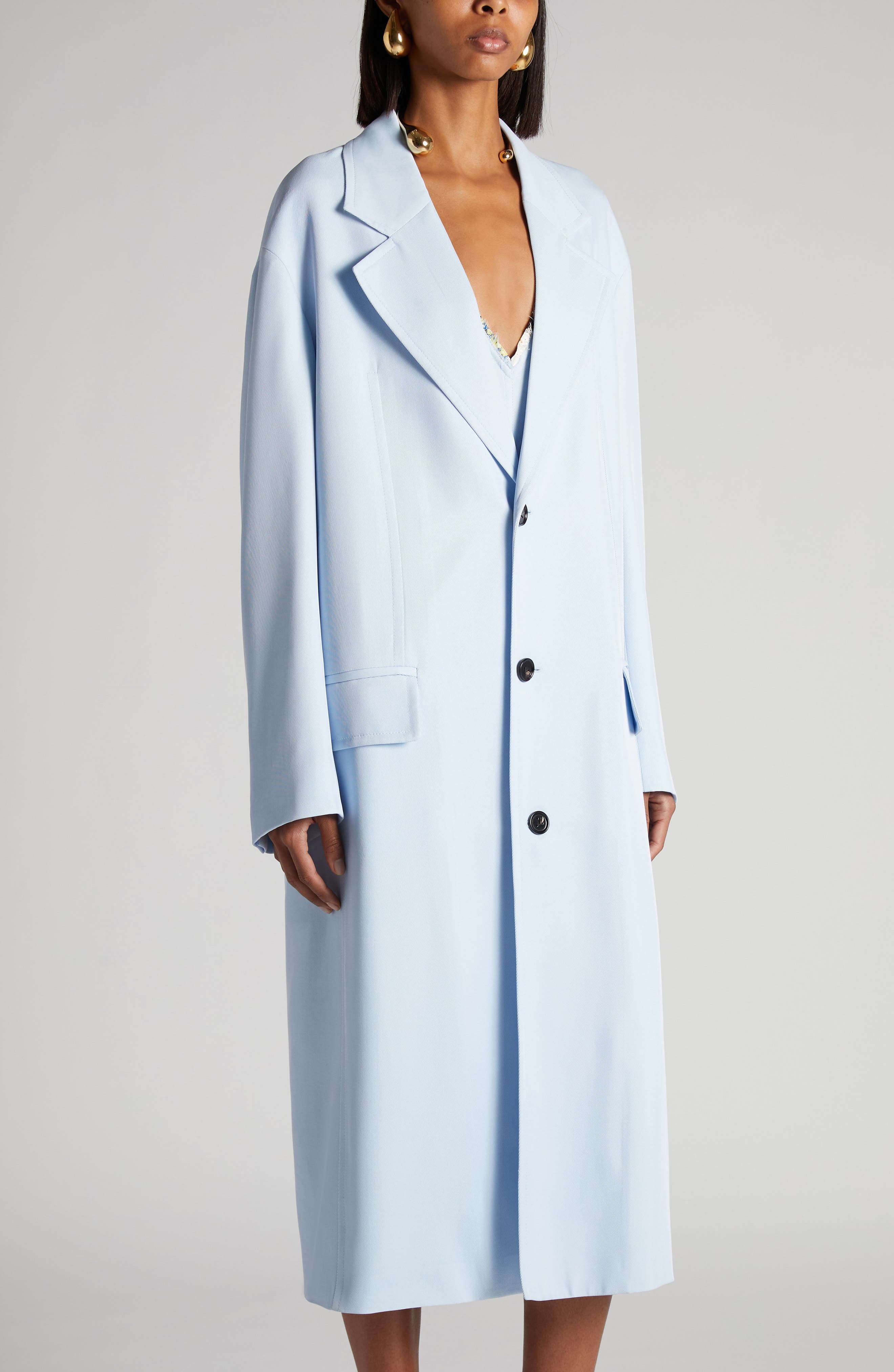 Bottega Veneta Twill Coat in 4350 Sky Blue at Nordstrom - 5