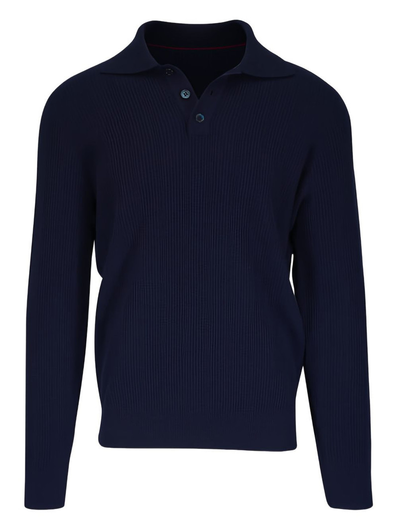 polo-collar ribbed sweater 1