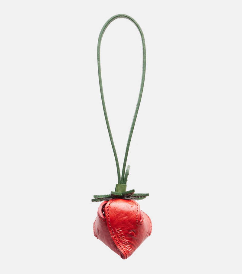 La Fraise Small embossed leather bag charm 1