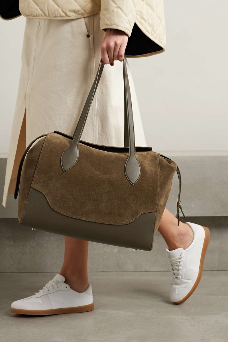 Sesia Happy Day XL leather-trimmed suede tote 6