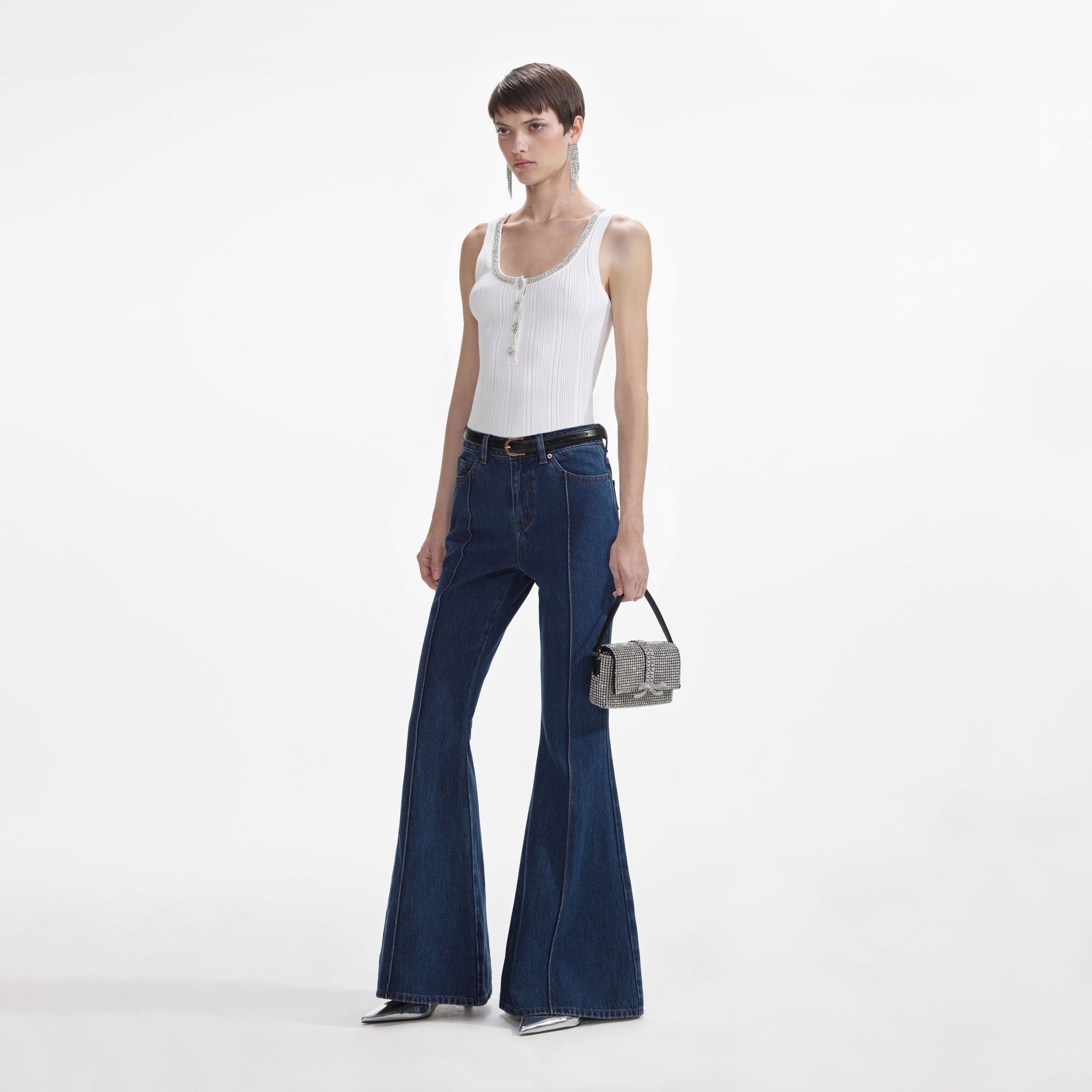Crystal Embellished Denim Jeans - 7