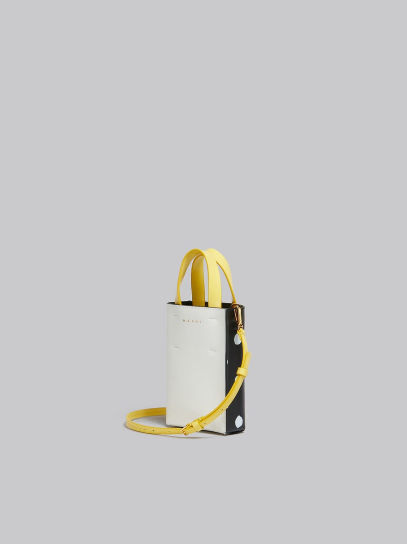 Marni BLACK AND WHITE POLKA-DOT LEATHER MUSEO NANO BAG outlook