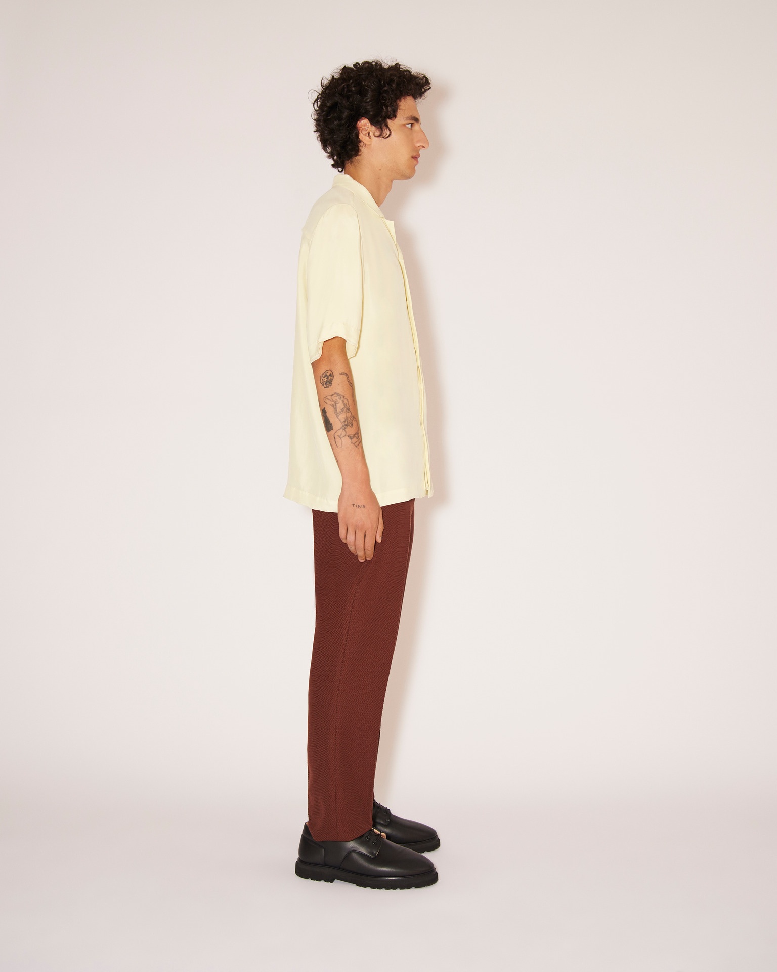 BORY - Twill-silk structured shirt - Yellow - 3