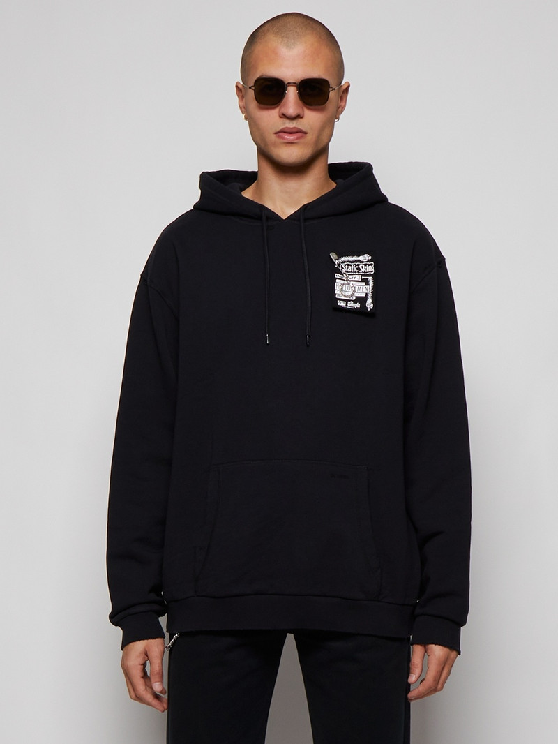 Static Skin Destroyed Hoodie Black 3