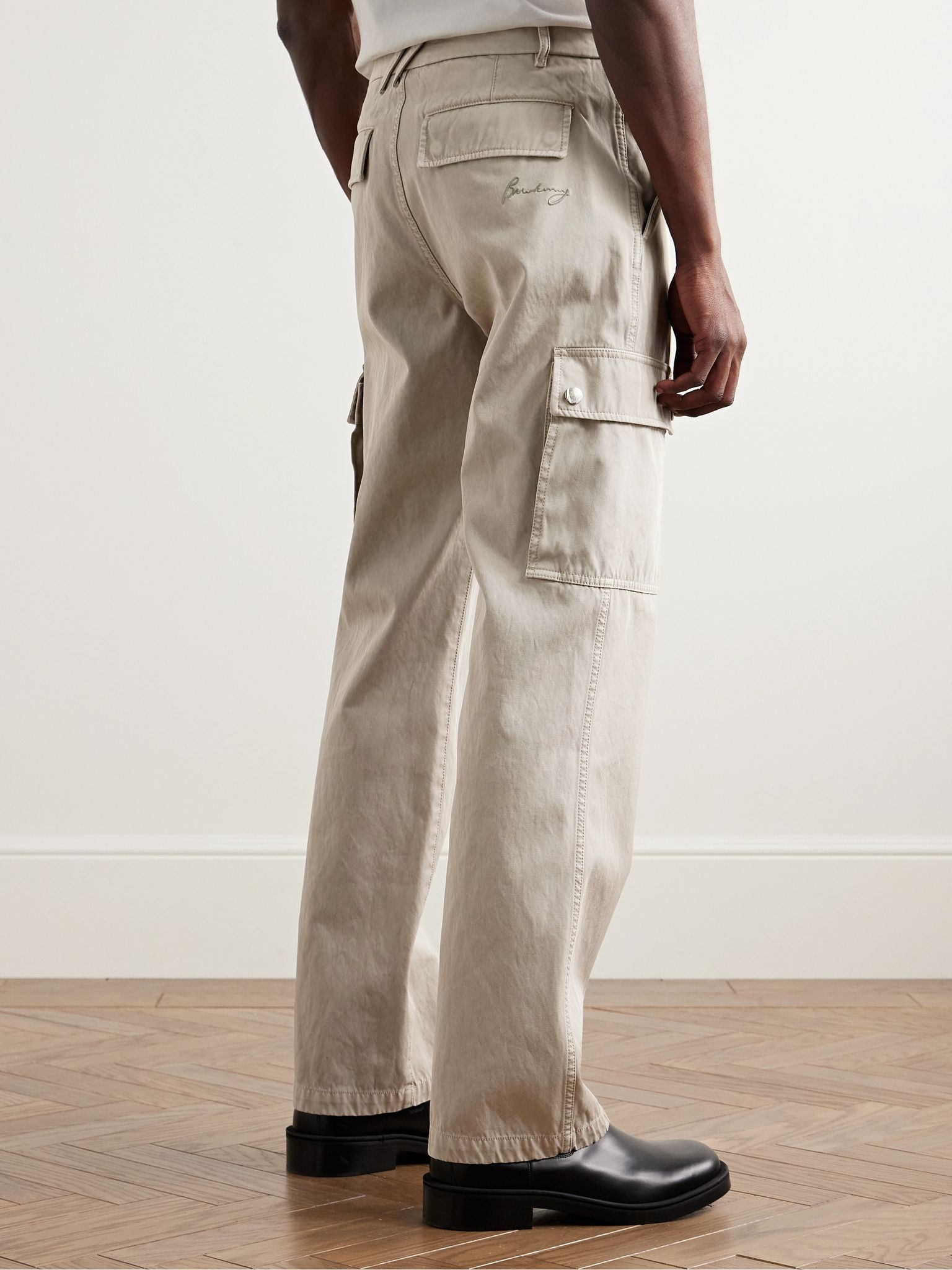 Straight-Leg Garment-Dyed Cotton-Twill Cargo Trousers Neutral - 4