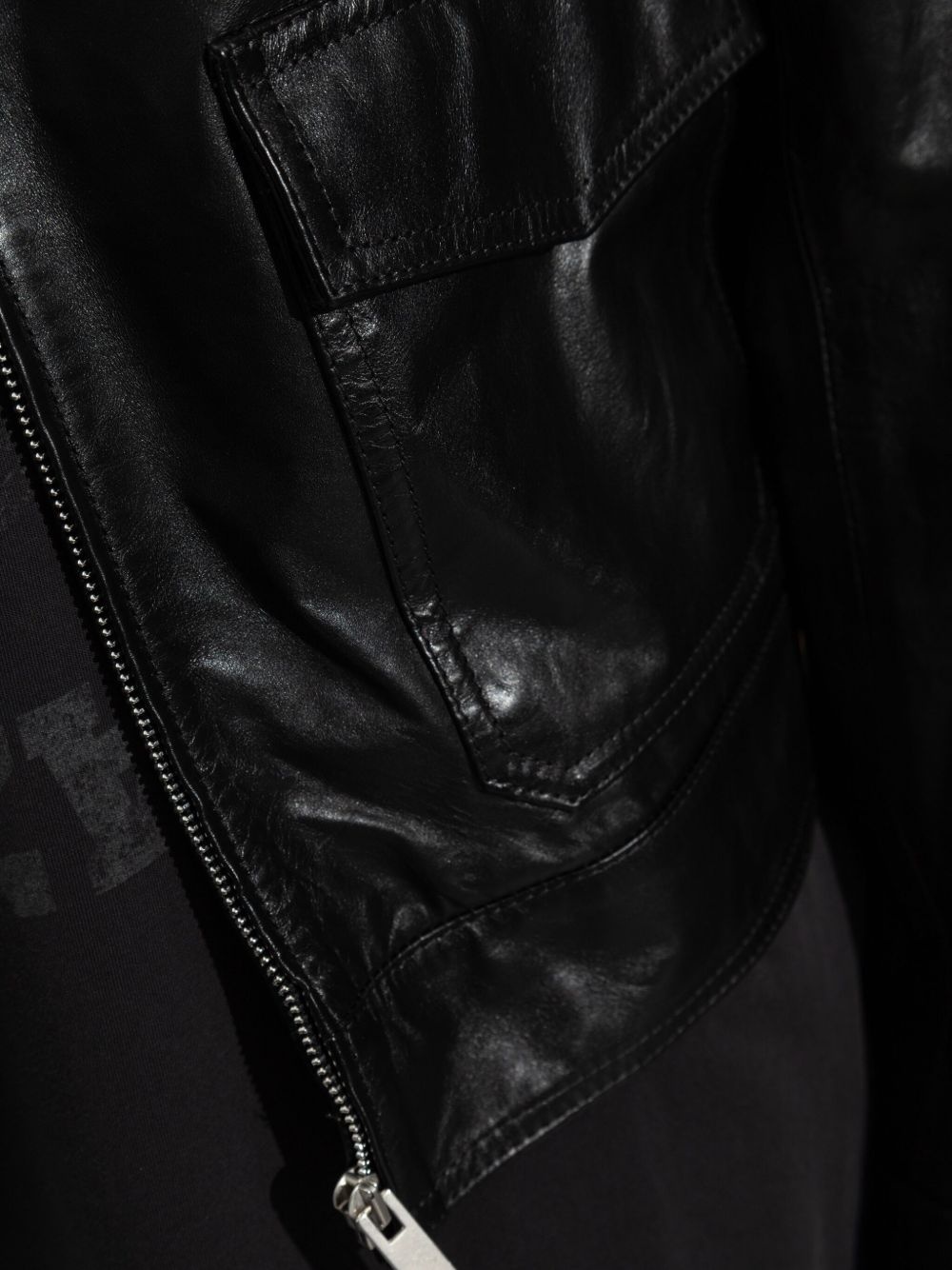 zip-up leather jacket - 5
