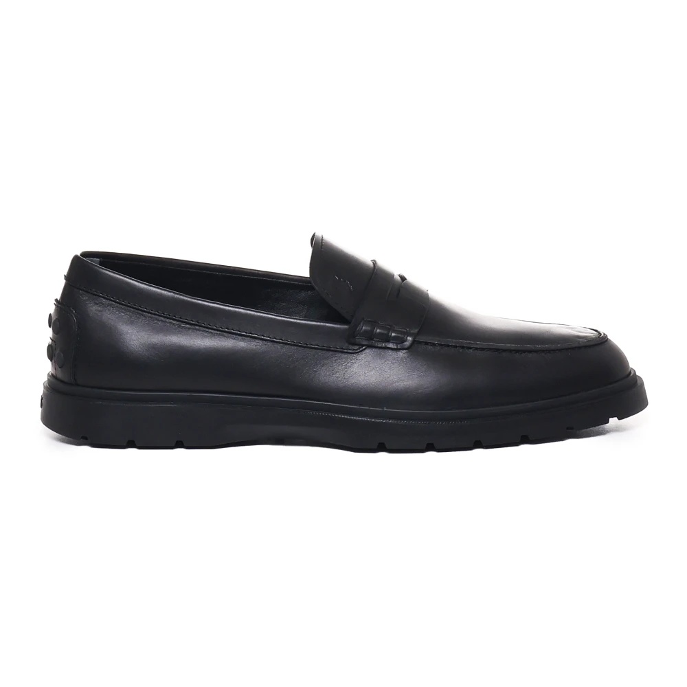 BLACK LEATHER LOAFERS RUBBER SOLE ITALY - 2
