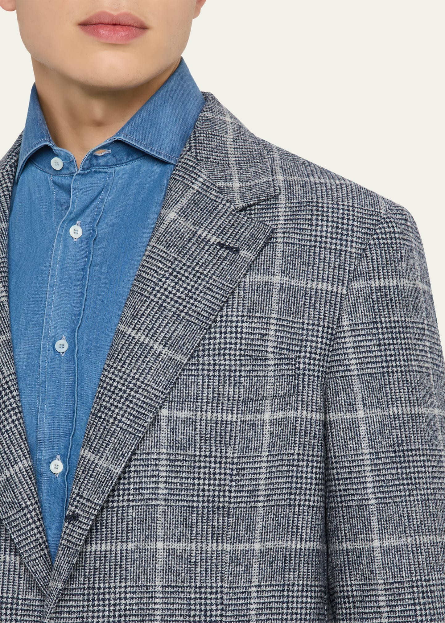 Men's Overplaid Metal-Button Sport Coat - 7
