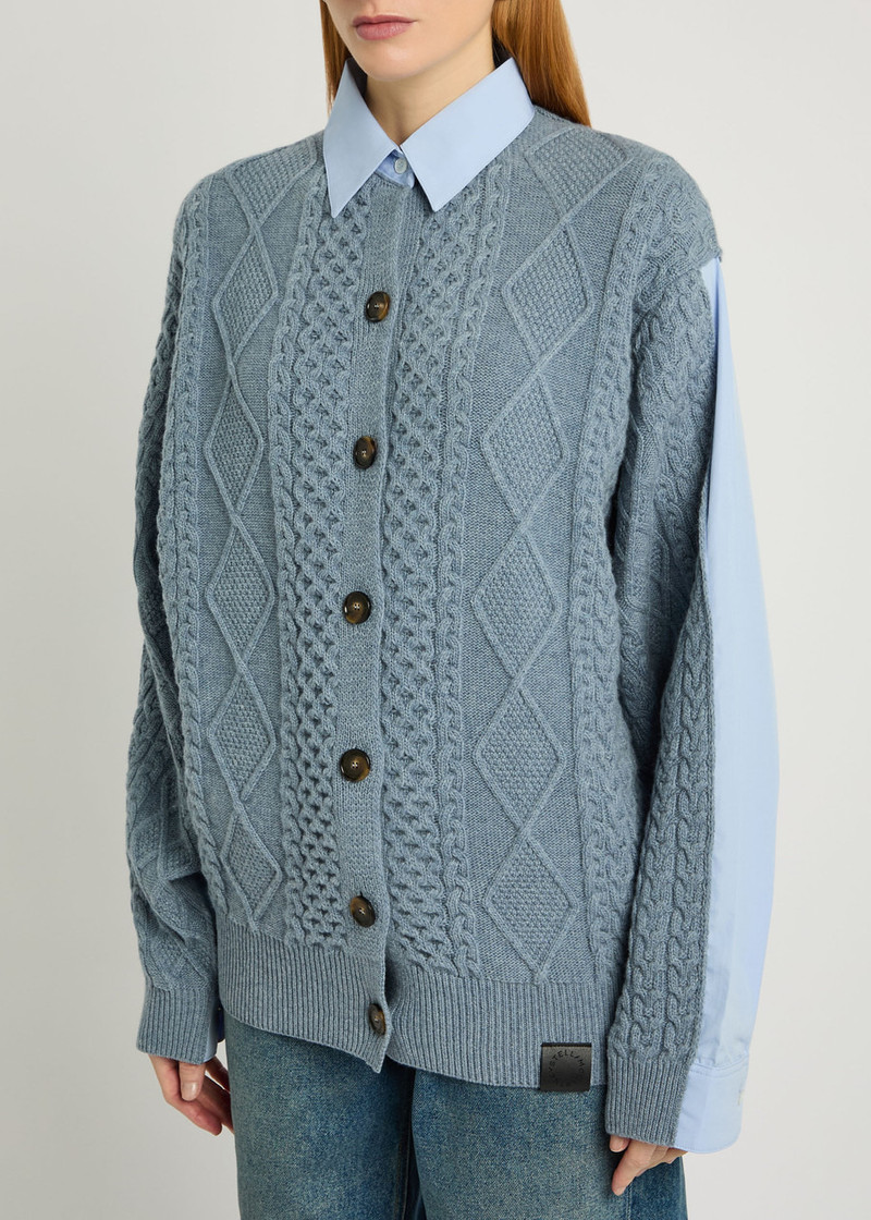 Stella McCartney Stella Mccartney Cardigan-effect Wool and Cotton-poplin Shirt outlook