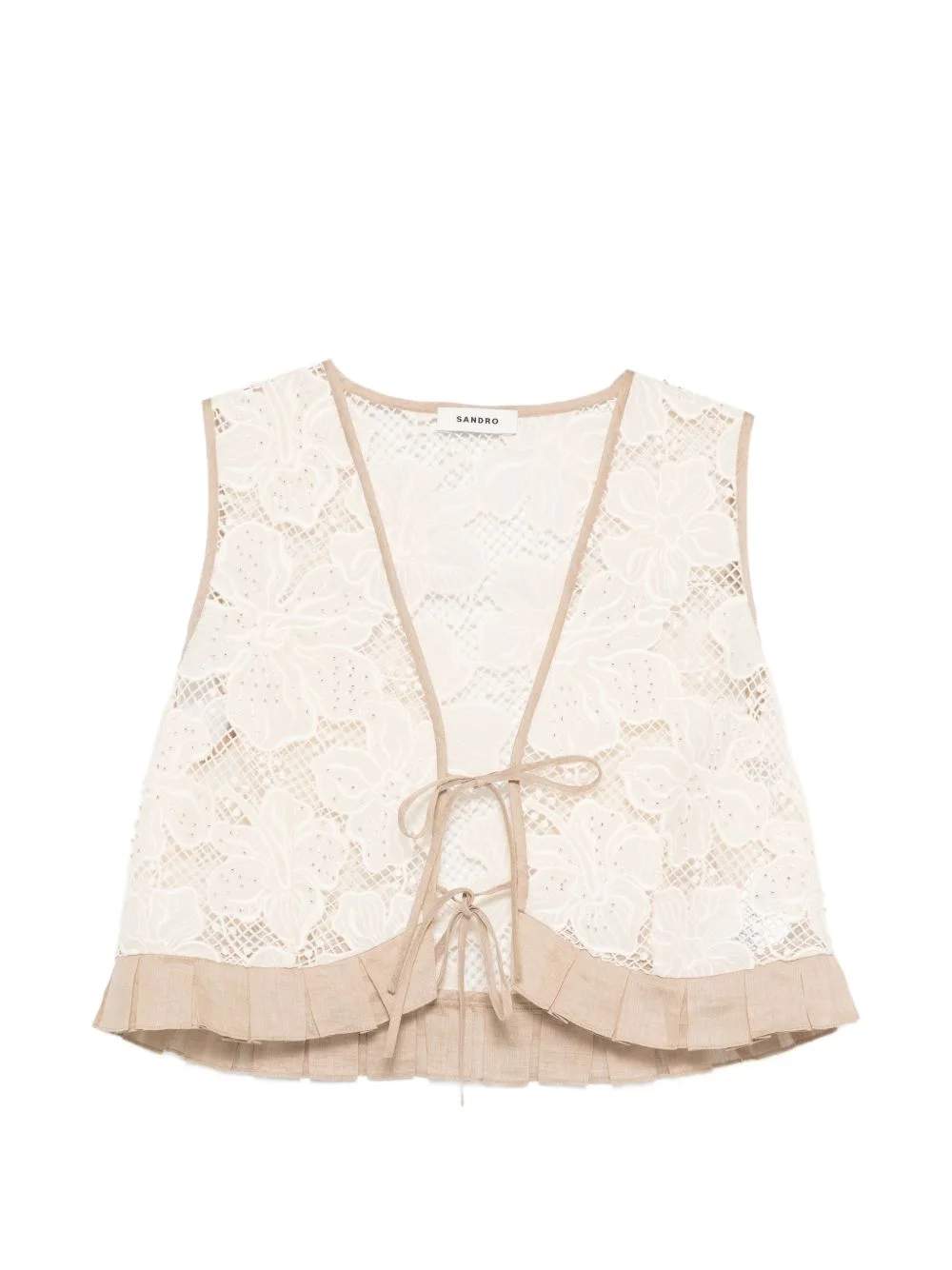 floral lace tie top - 1