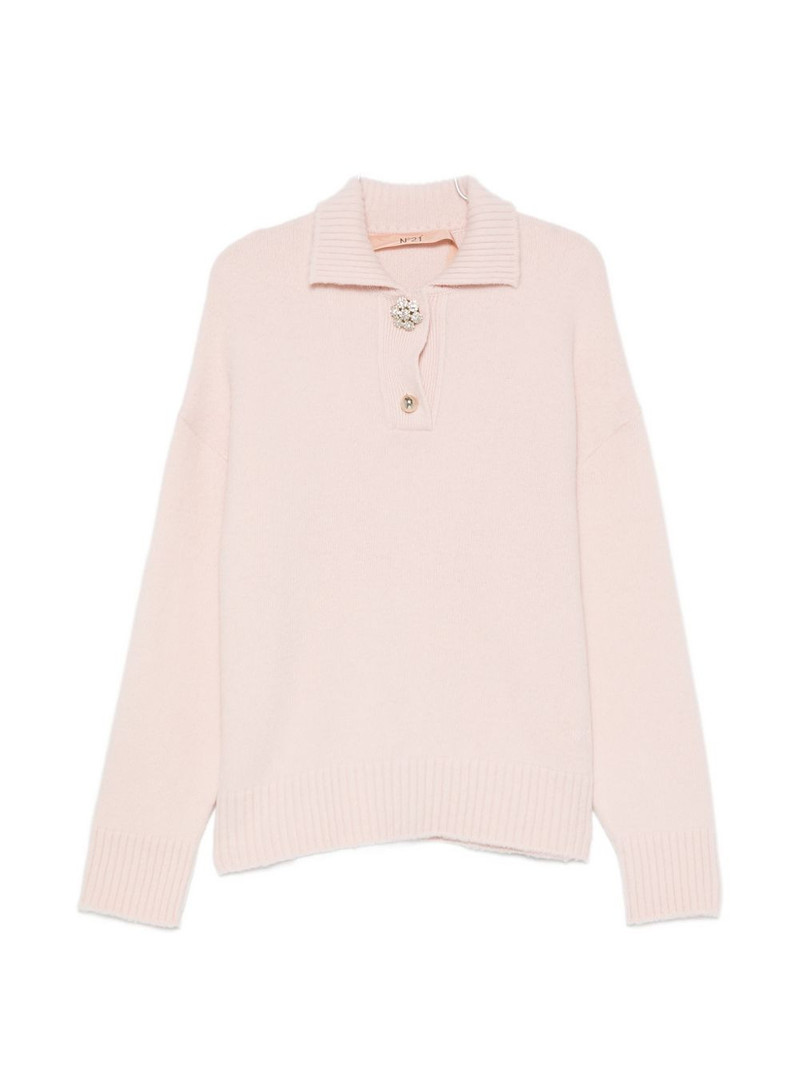 crystal-embellished spread-collar sweater 1