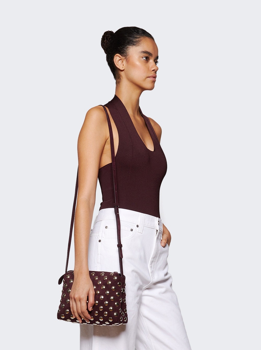 Lina Medium Crossbody With Studs Rouge Noir - 2
