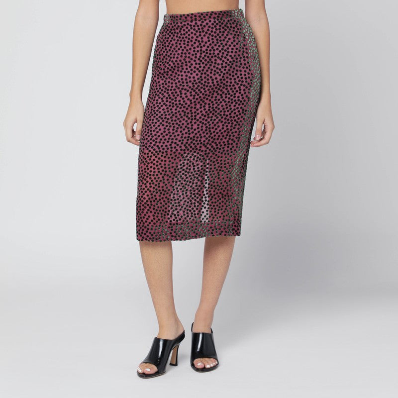 Dries Van Noten Pink Polka Dot Skirt In Silk Blend Women - 1