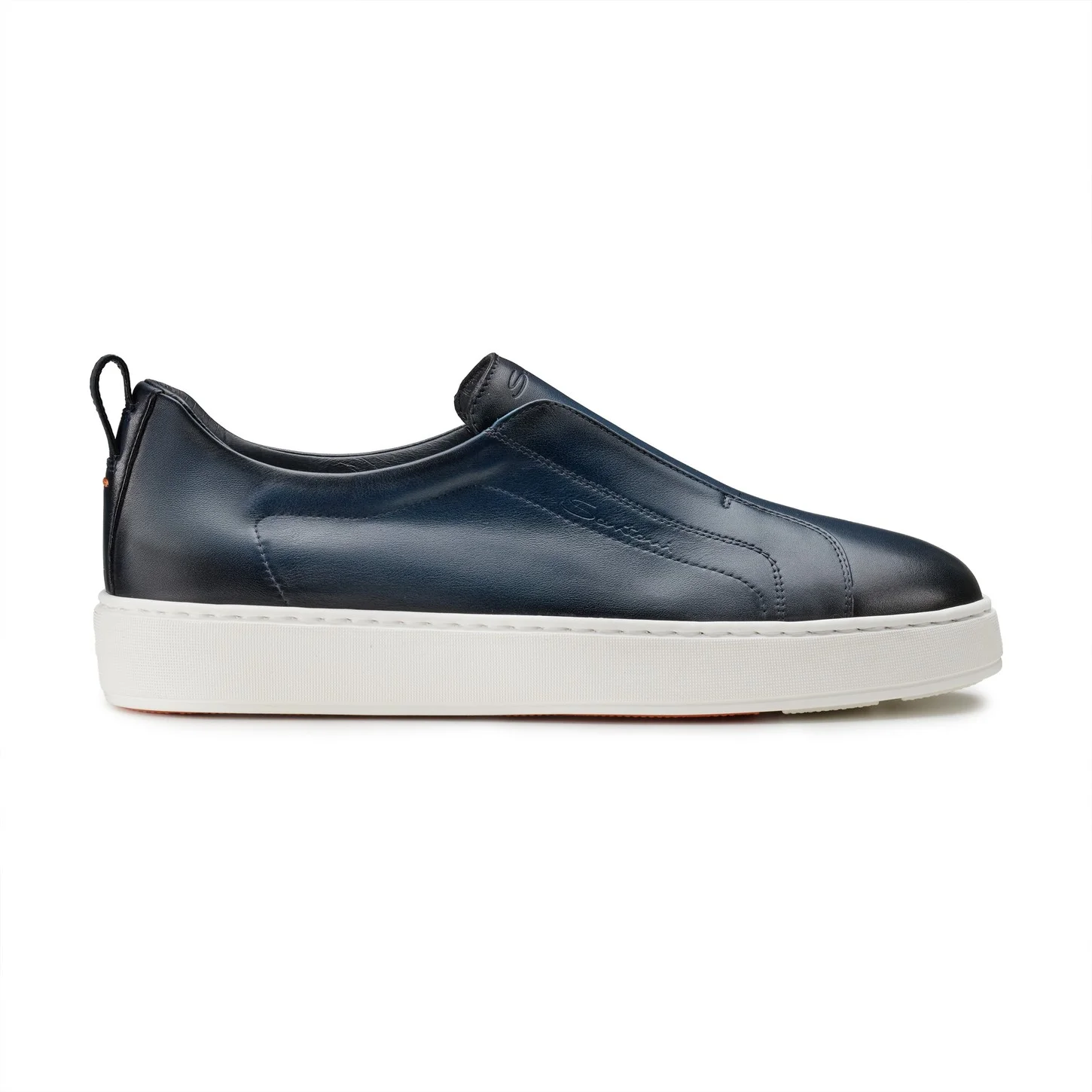 Men's blue leather slip-on sneaker - 1