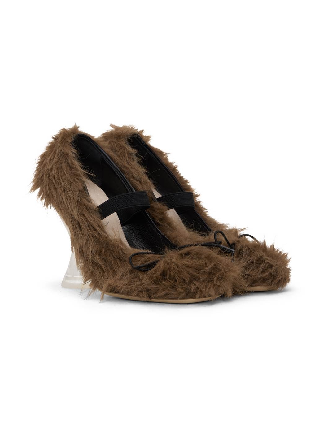 Brown Faux-Fur Ballerina Heels - 4